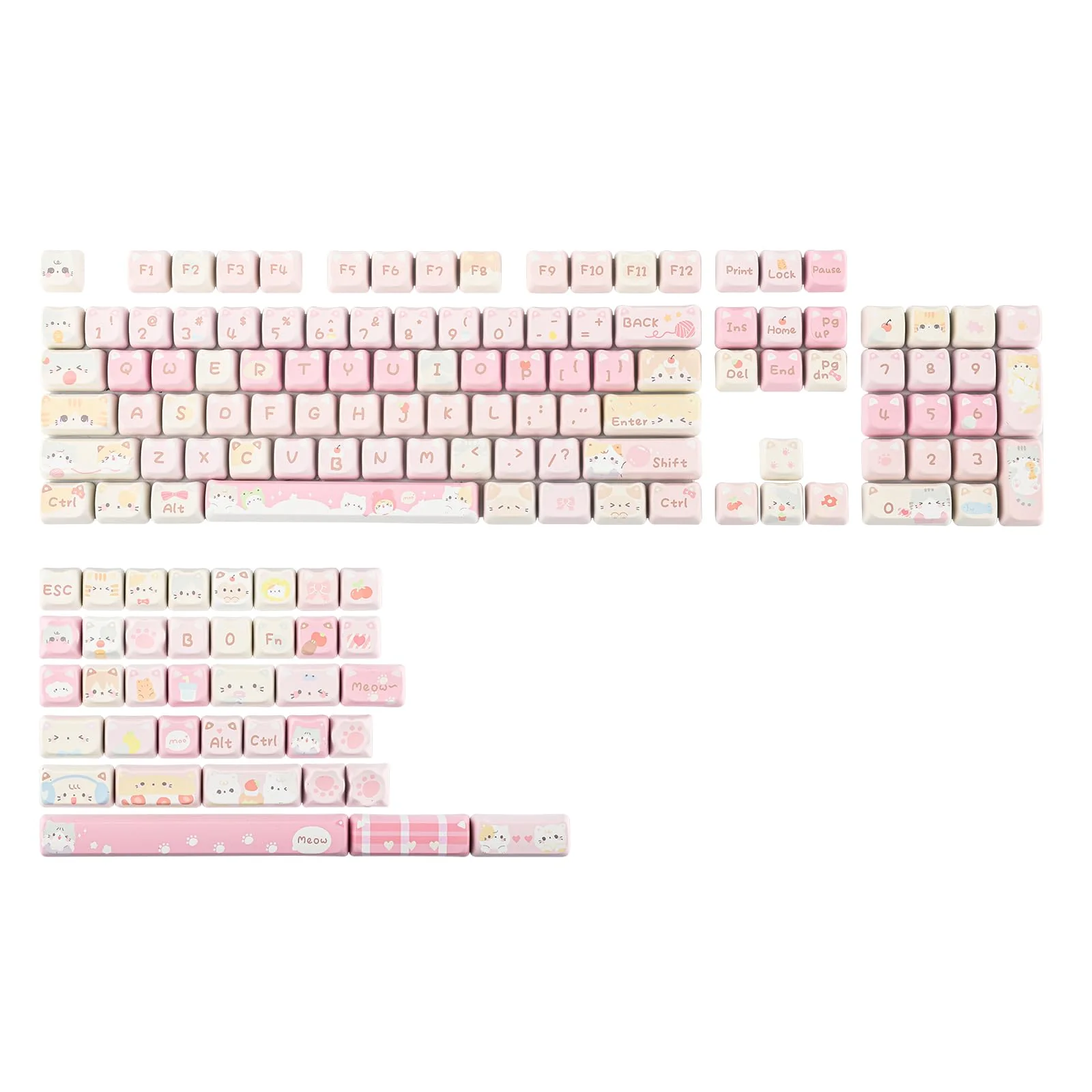 KiiBoom x Maorbeng Meow Meow Squad Tastenkappen-Set, Farbstoff-Sublimation PBT, Mao-Profil, 142 Tasten, benutzerdefinierte Tastenkappen für ANSI-Layout, MX-Schalter mechanische Gaming-Tastatur - Image 7