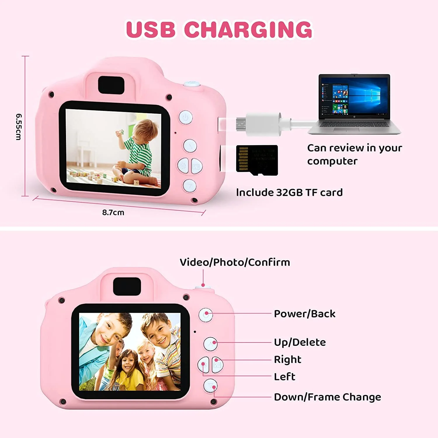 Kinder Kamera, 2.0”Display Digitalkamera ,Geschenke für 3 4 5 6 8 7 9 10 11 12Jahre Jungen und mädchen, 1080P HD Anti-Drop Fotoapparat Kinder für Geburtstagsgeschenk Weihnachten Spielzeug - Image 3