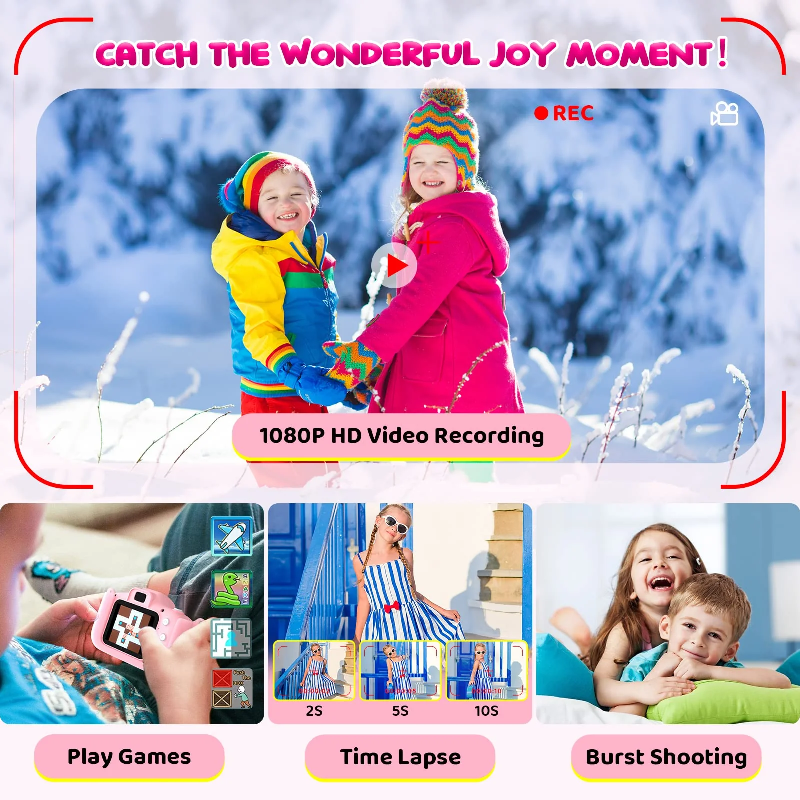 Kinder Kamera, 2.0”Display Digitalkamera ,Geschenke für 3 4 5 6 8 7 9 10 11 12Jahre Jungen und mädchen, 1080P HD Anti-Drop Fotoapparat Kinder für Geburtstagsgeschenk Weihnachten Spielzeug - Image 4