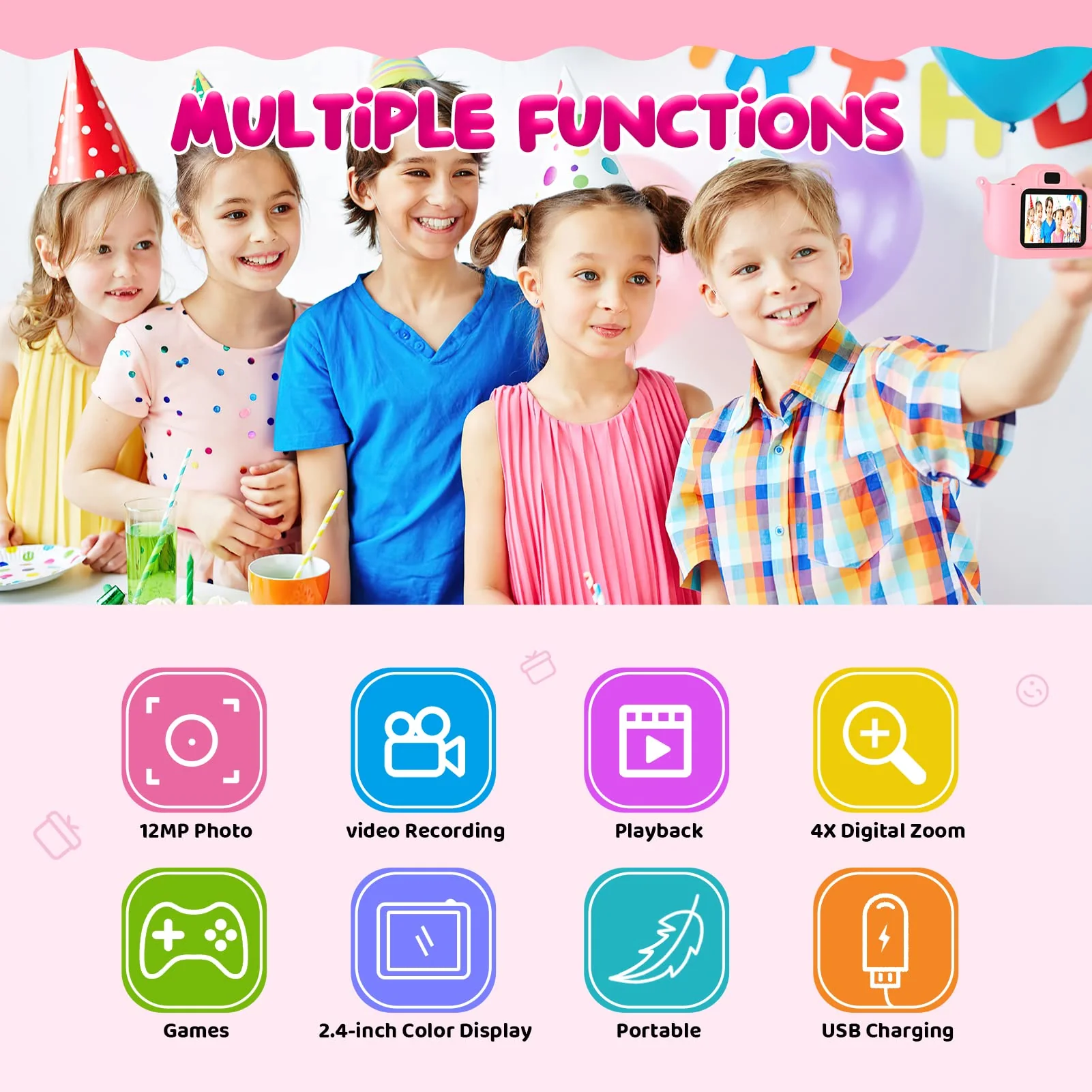 Kinder Kamera, 2.0”Display Digitalkamera ,Geschenke für 3 4 5 6 8 7 9 10 11 12Jahre Jungen und mädchen, 1080P HD Anti-Drop Fotoapparat Kinder für Geburtstagsgeschenk Weihnachten Spielzeug - Image 6