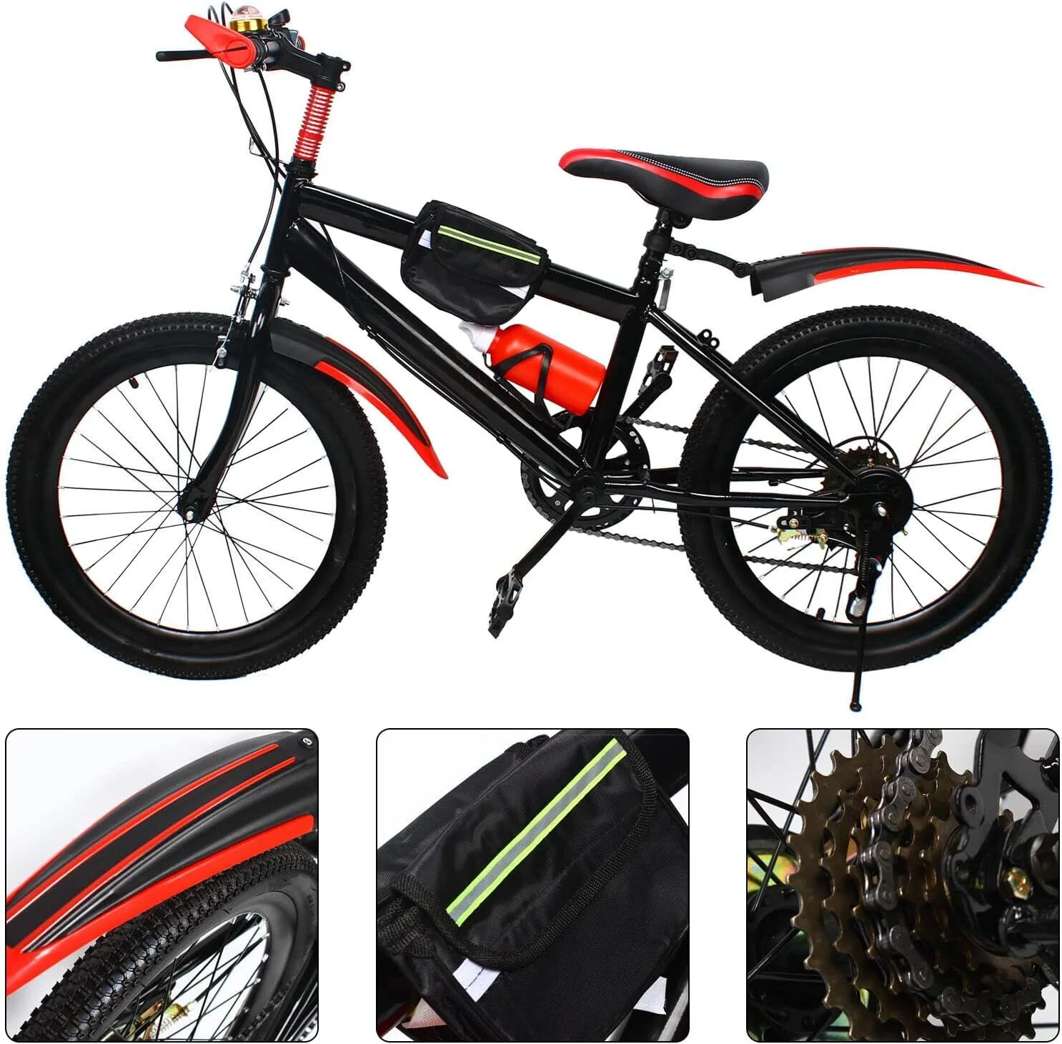 Kinderfahrrad 20 Zoll, 7-Gang-Fahrräder, Kinderfahrrad für Jungen und Mädchen, BMX-Räder, Mountainbikes, Fahrräder mit Doppelscheibenbremse (Rot) - Image 7