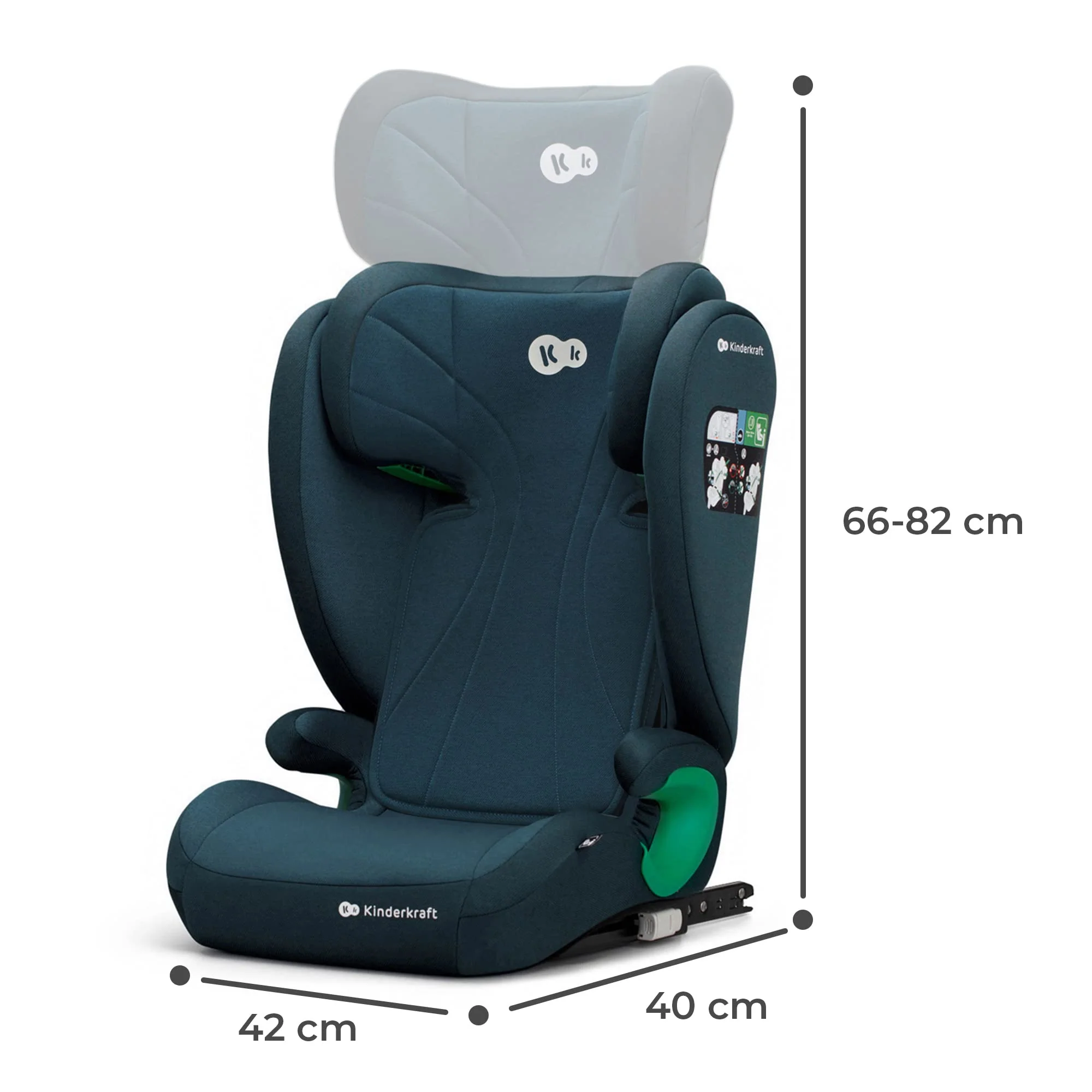 Kinderkraft JUNIOR FIX2 I-SIZE Kindersitz 15-36kg, Kinderautositz mit Isofix, Gruppe 2/3, 100-150 cm, Einstellbare Rückenlehne und Kopfstütze, spezielle Sicherheitssysteme, Leicht zu tragen, Blau - Image 2