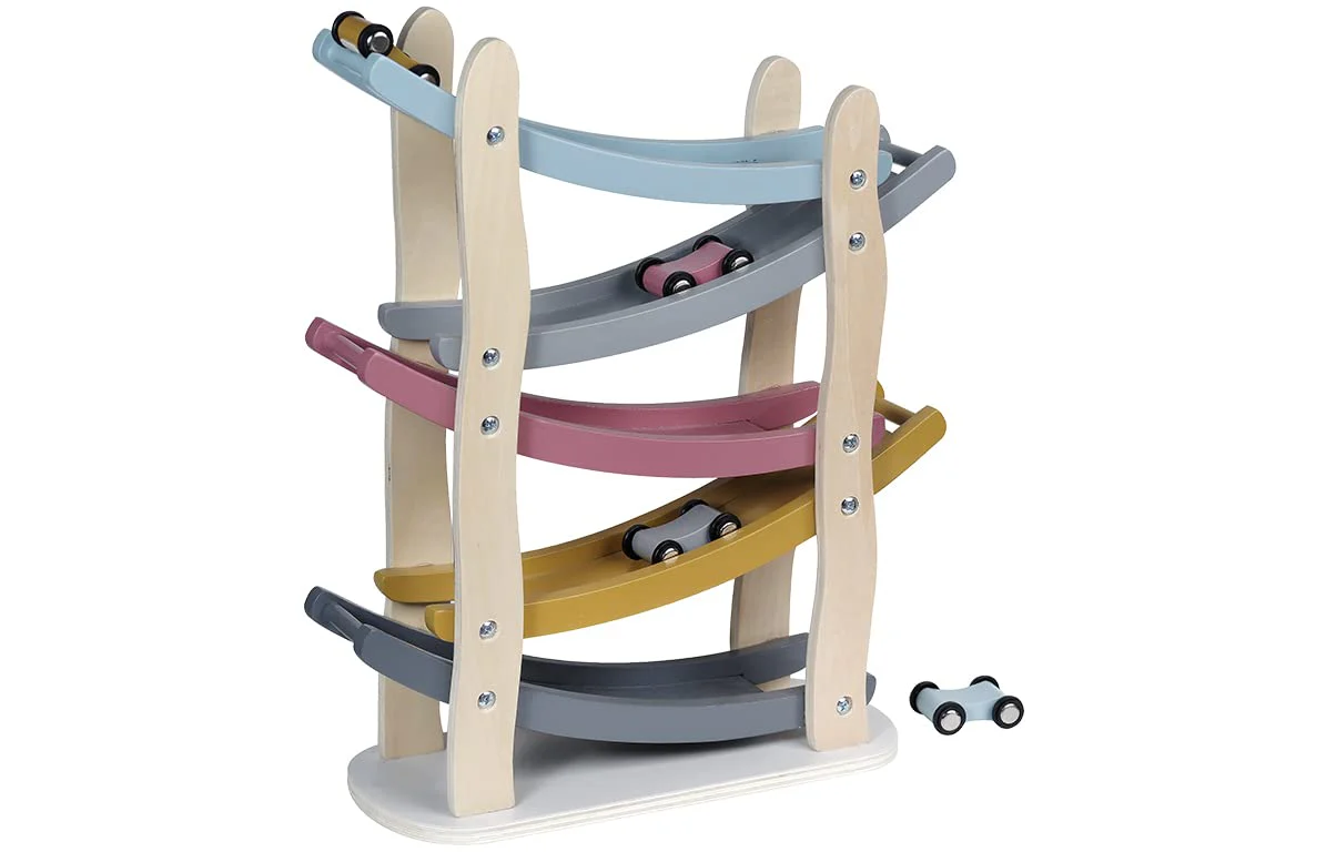 Kindsgut Murmelbahn, Motorik-Spielzeug aus Holz mit 4 Autos, dezente Farben und umweltfreundliche Materialien, kindgerecht, Luca - Image 4