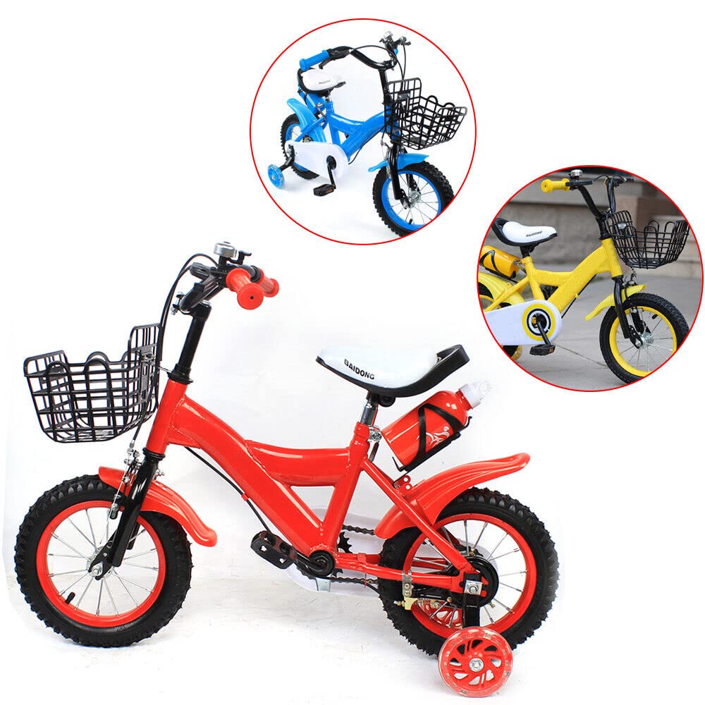 KinHall 12 Zoll Kinderfahrrad mit Hilfsrad, Anfängerfahrrad, Kinderrad für Stoßdämpfer-Fahrräder, geeignet Kinder Jungen und Mädchen, Verstellbarer Sitz (Rot) - Image 2