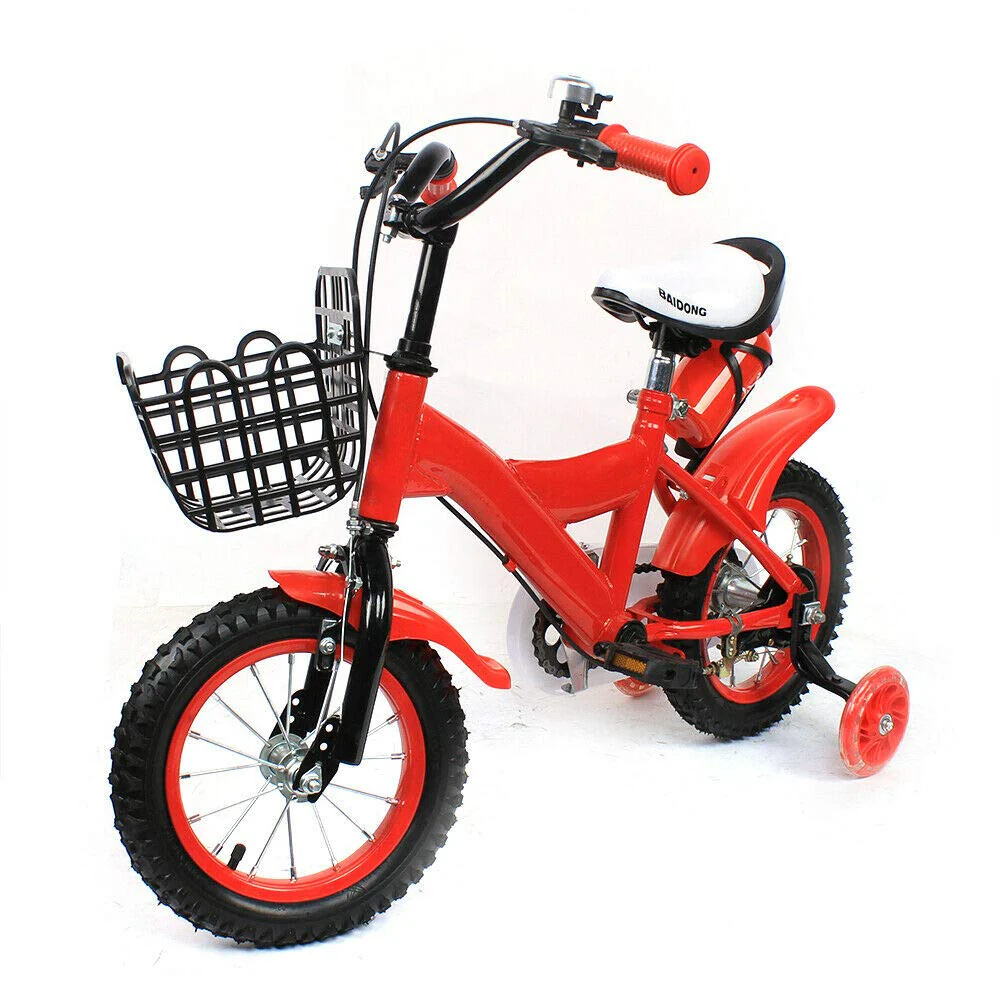 KinHall 12 Zoll Kinderfahrrad mit Hilfsrad, Anfängerfahrrad, Kinderrad für Stoßdämpfer-Fahrräder, geeignet Kinder Jungen und Mädchen, Verstellbarer Sitz (Rot) - Image 7