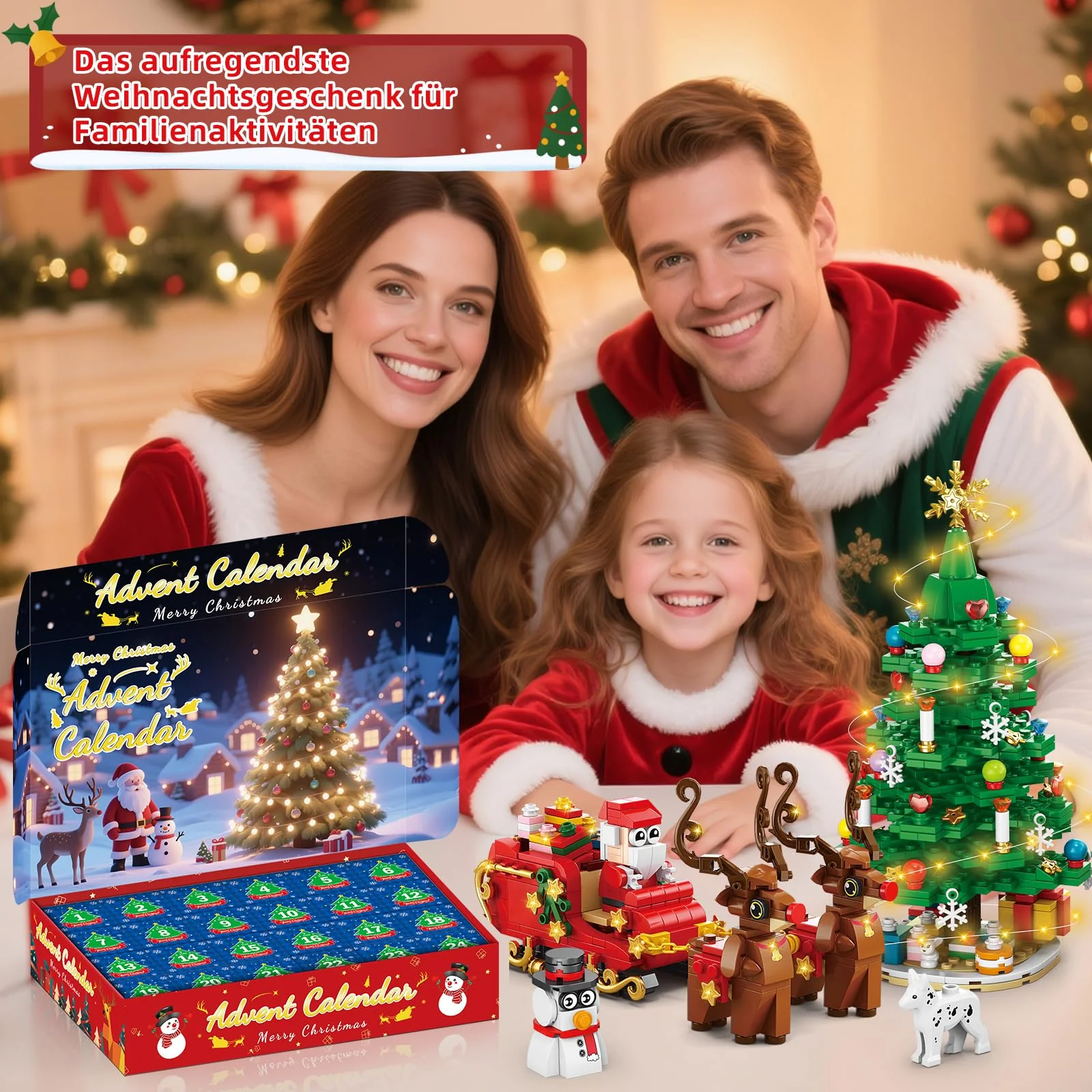 kiothdre 2025 Adventskalender Kinder, Weihnachtsbaum-Bausteine mit LED-Beleuchtung für Erwachsene, 24 Kartons Countdown Kalender, Weihnachts Geschenk für Jugendliche Jungen Mädchen Männer Frauen - Image 2