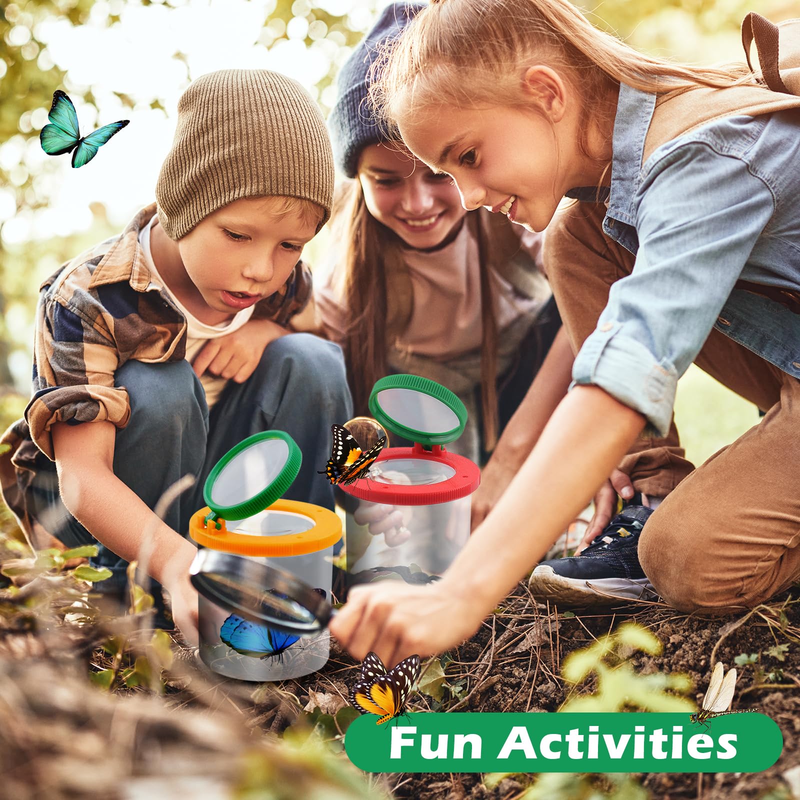 Kisvic Becherlupen für Kinder, 2 Stück Lupenglas für Kinder Insekten Viewer für 3-Fach und 6-Fach, Kleinkindspielzeug für Kinder Outdoor Wissenschaft Natur Erkundung - Image 7