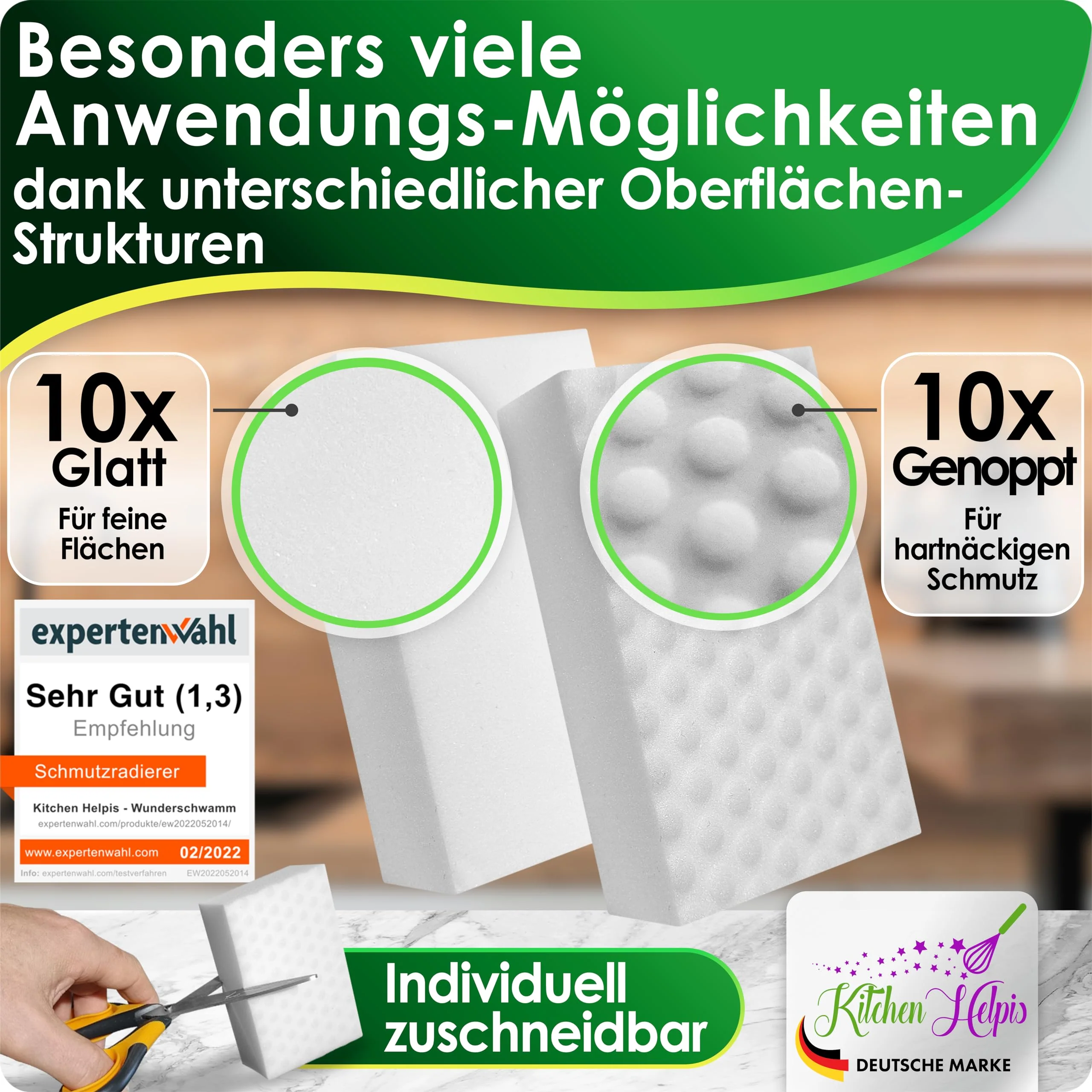 Kitchen Helpis® 20er Set Schmutzradierer, Radierschwamm reinigt gründlichst, Zauberschwamm weiß, Reinigungsschwamm für Haushalt, Schwamm, Magic Eraser - Image 5