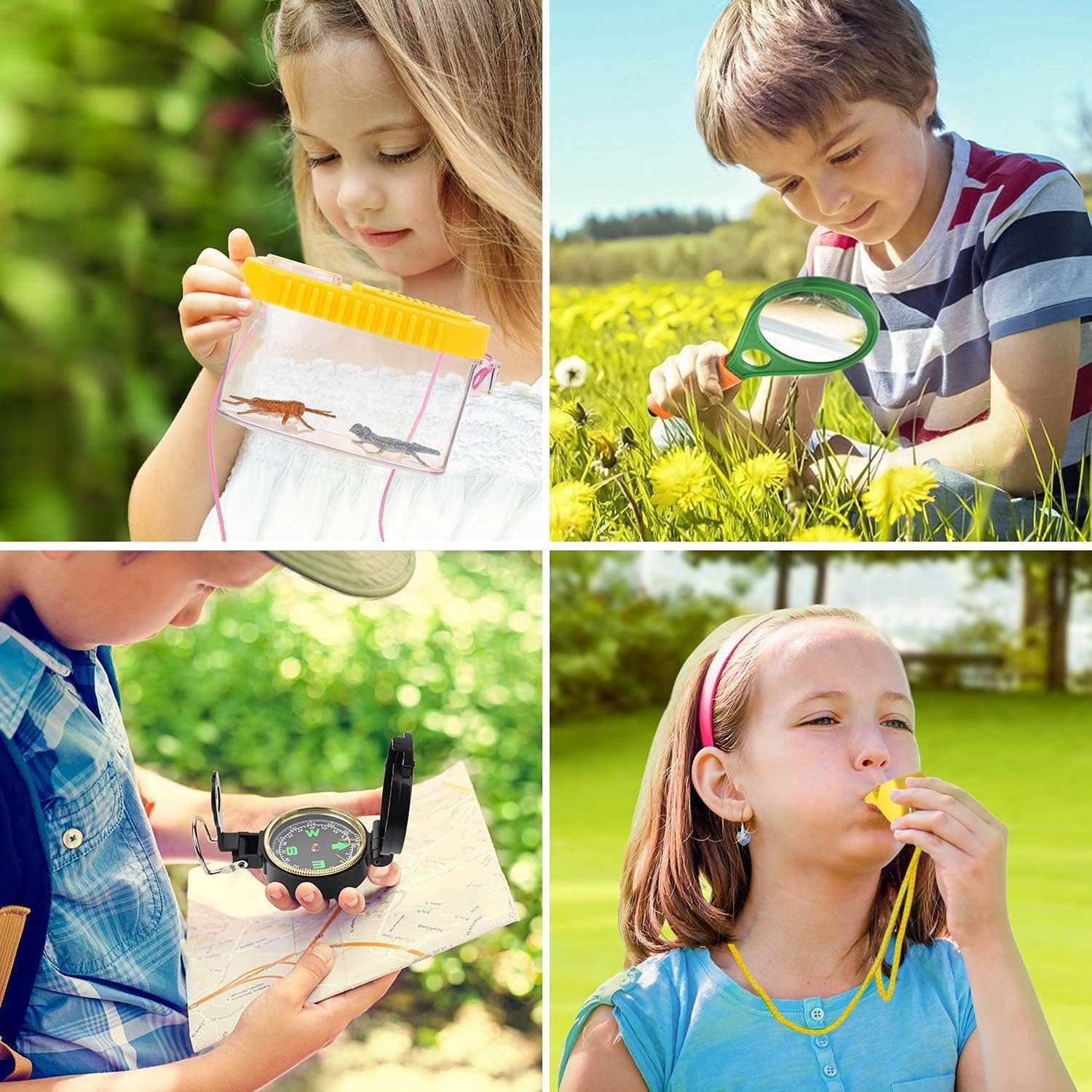Kizplays® Forscherset für Kinder, Fernglas für Kids 22-teiliges Entdecker Set mit Insektenfänger, Kompass, Becherlupen, Mikroskop Camping, Abenteuer Geschenk Outdoor Spielzeug ab 3 4 5 6 7 8 9 Jahre - Image 5