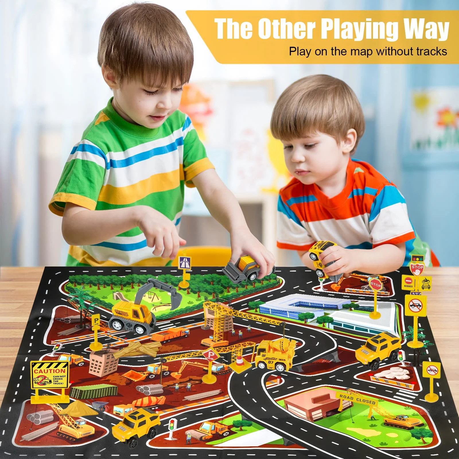 Kizplays 260pcs Autorennbahn Rennbahn 6 Cars Bagger Spielzeug ab Spielzeugautos Autobahn ab 3 4 5 6 Jahre Junge Mädchen,Flexible Track Kran Spiele, Elektroauto Cars Autorennbahn für Kinder Geschenk - Image 4