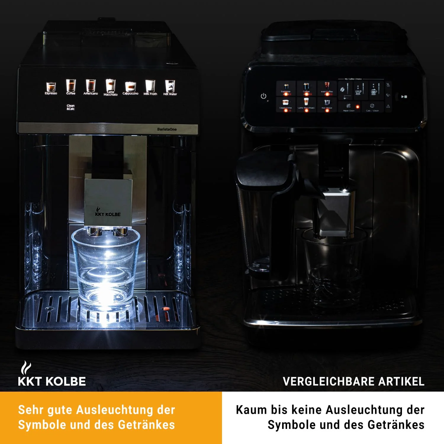 KKT KOLBE Kaffeevollautomat mit Milchbehälter, Milchschaumdüse und Zubehör, 2 Tassen Funktion, 15 Bar, 7-stufiges Mahlwerk, Touchscreen, Automatische Reinigung, 7 Getränke Barista One, schwarz silber - Image 4