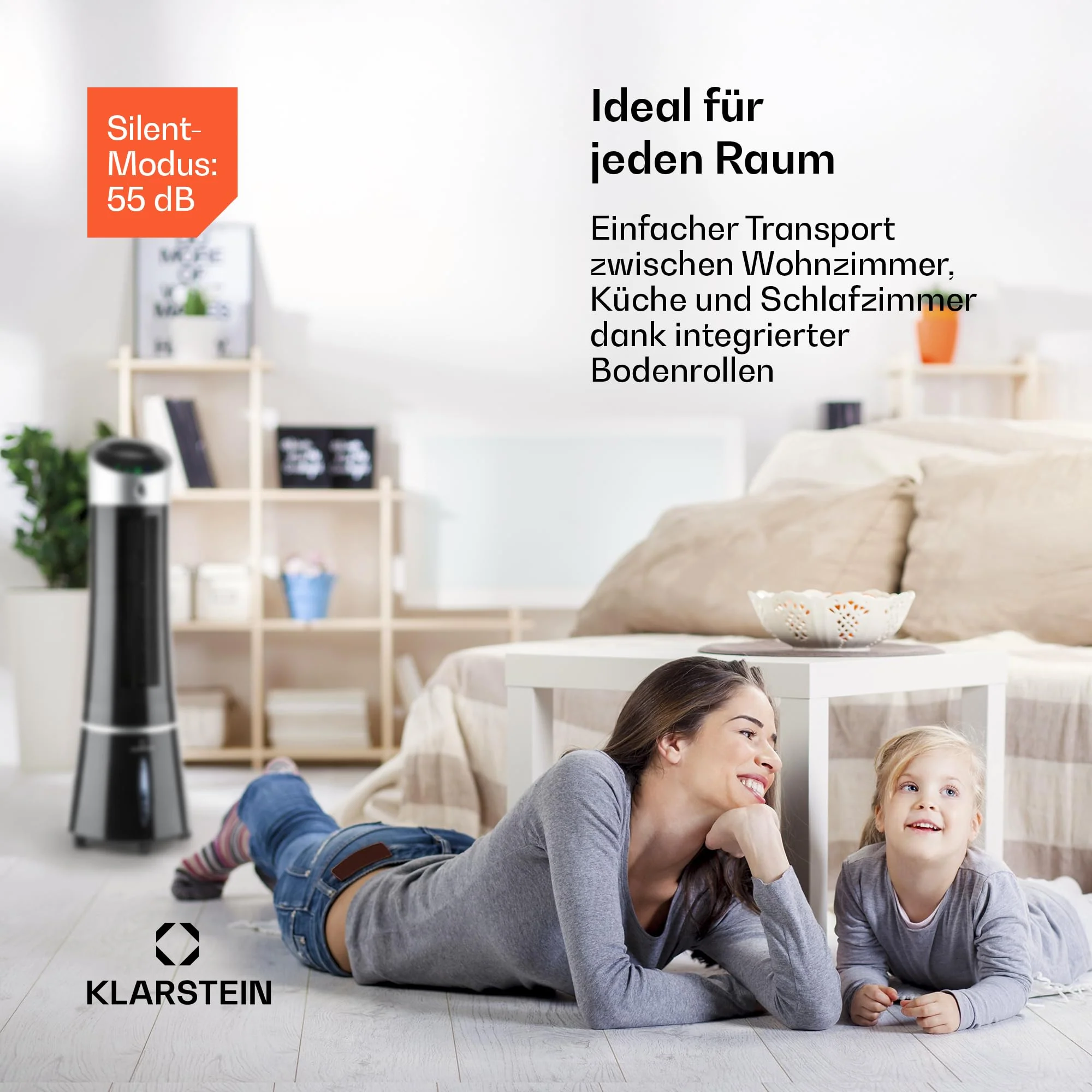 Klarstein 4-in-1: Smart Luftkühler, Ventilator, Luftbefeuchter & Ionisation I 6 L Wassertank, Oszillation, 30 W, 210 m³/h, Timer I Klimagerät ohne Abluftschlauch, Mobiles Klimagerät, Schwarz