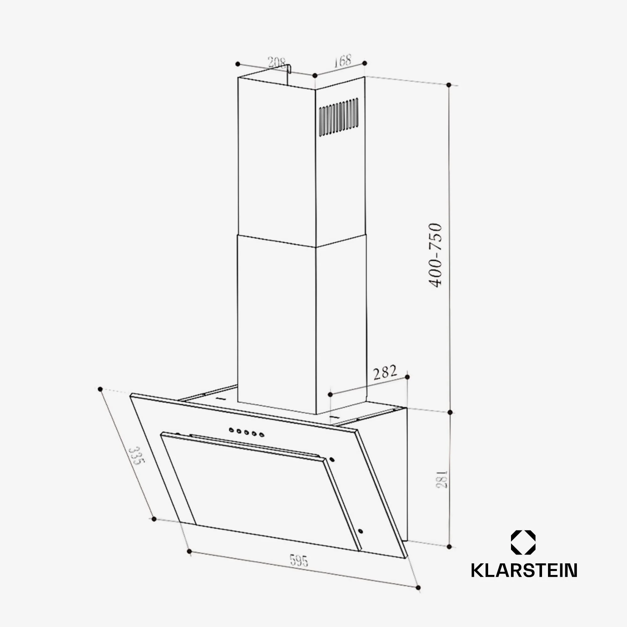 Klarstein Dunstabzugshaube 60cm, Abluft/Umluft Dunstabzugshaube mit Spülmaschinenfestem Filter, Energieeffizienz A++, LED-Beleuchtung, Leise Abzugshaube mit 305m³/h Luftstrom, Effiziente Wandhauben - Image 2