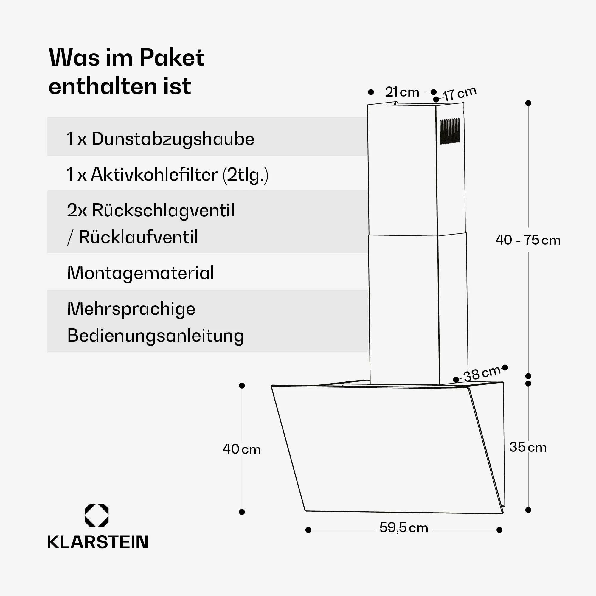 Klarstein FlashLine Dunstabzugshaube – 60 cm Kopffreihaube, Touchscreen, 524 m³/h, A++ Energieeffizienz, LED-Beleuchtung, leise 34,5 dB, Schwarz, Abluft- und Umluftbetrieb - Image 4