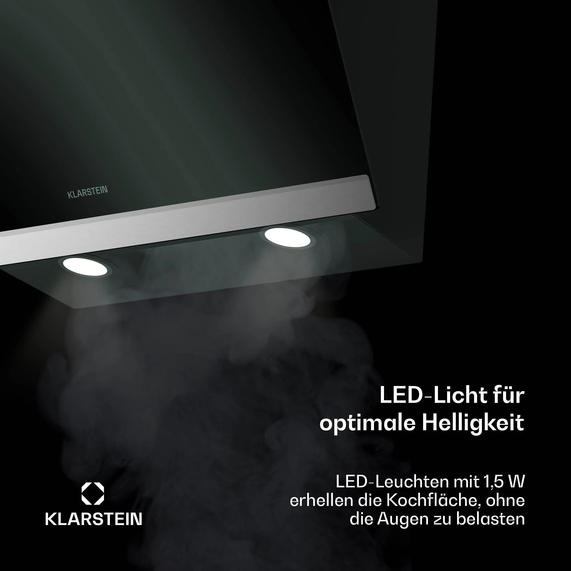 Klarstein FlashLine Dunstabzugshaube – 60 cm Kopffreihaube, Touchscreen, 524 m³/h, A++ Energieeffizienz, LED-Beleuchtung, leise 34,5 dB, Schwarz, Abluft- und Umluftbetrieb - Image 5