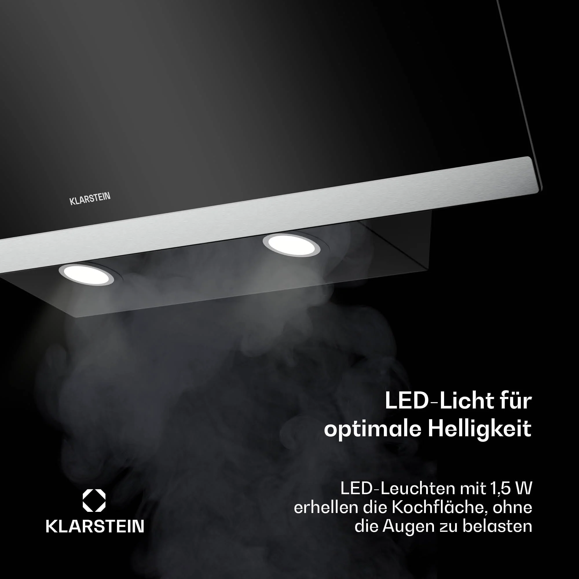 Klarstein FlashLine Dunstabzugshaube – 90 cm Kopffreihaube, Touchscreen, 524 m³/h, A++ Energieeffizienz, LED-Beleuchtung, 34,5 dB, Schwarz, Abluft- und Umluftbetrieb - Image 3