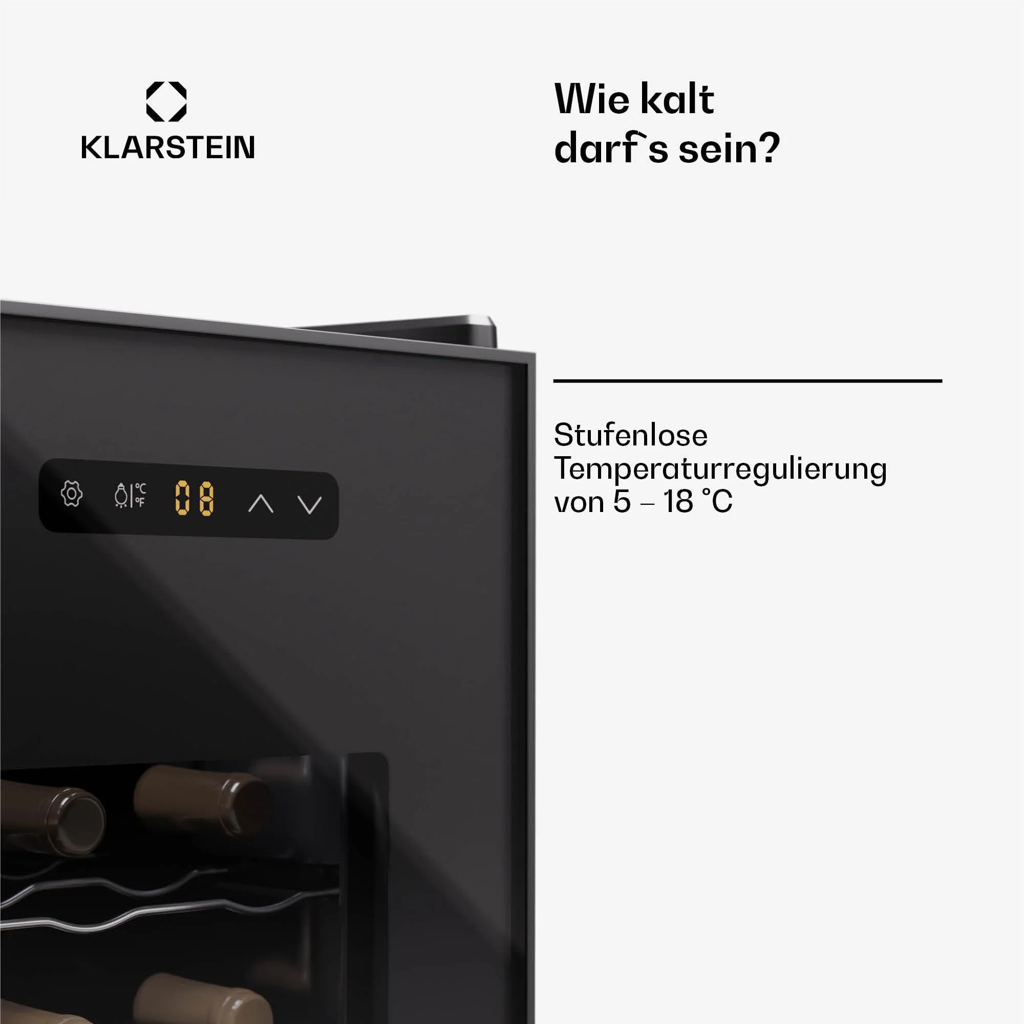 Klarstein Freistehender Weinkühlschrank 1 Zone, Getränkekühlschrank Klein, Kleiner Weinschrank, Wein-Kühlschrank Klein mit Glastür, Indoor/Outdoor Flaschenkühlschrank, Wine Fridge, 12 Flaschen - Image 2