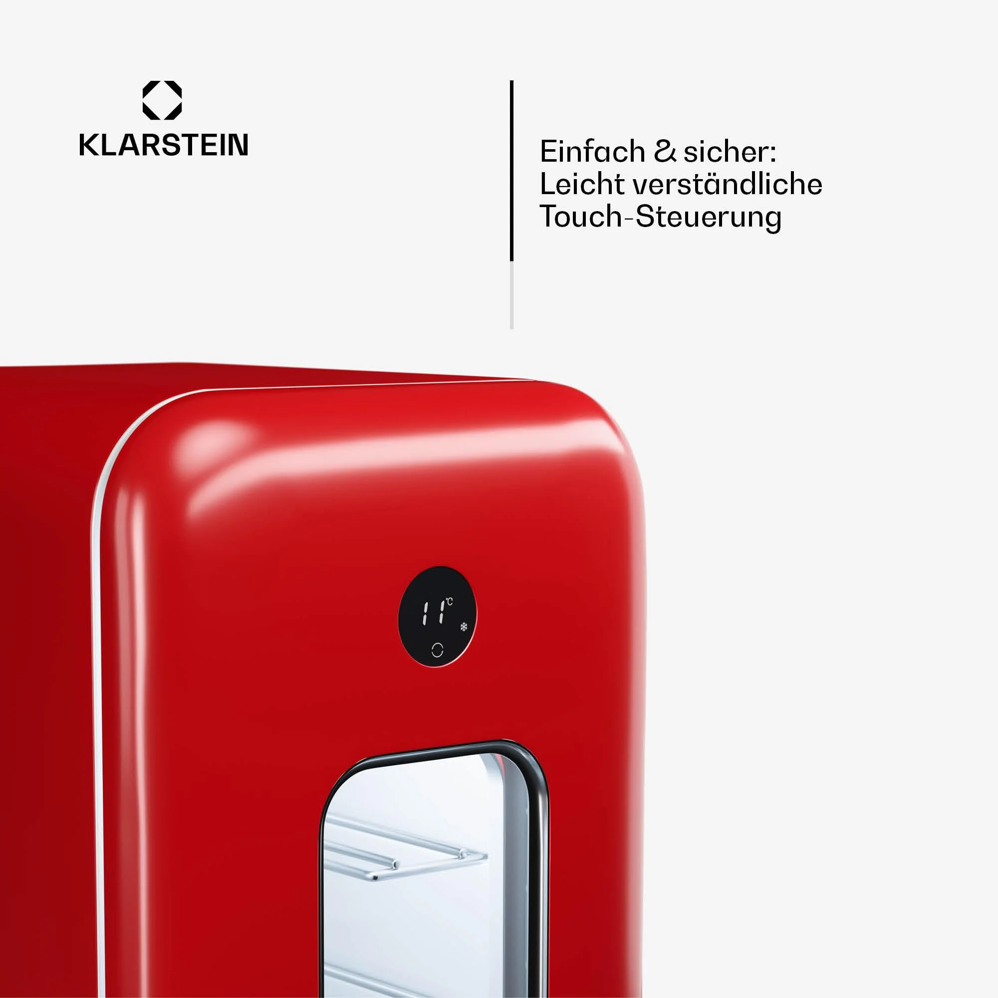 Klarstein Freistehender Weinkühlschrank 1 Zone, Getränkekühlschrank Klein, Kleiner Weinschrank, Wein-Kühlschrank Klein mit Glastür, Indoor/Outdoor Flaschenkühlschrank, Wine Fridge, 15 Flaschen - Image 5