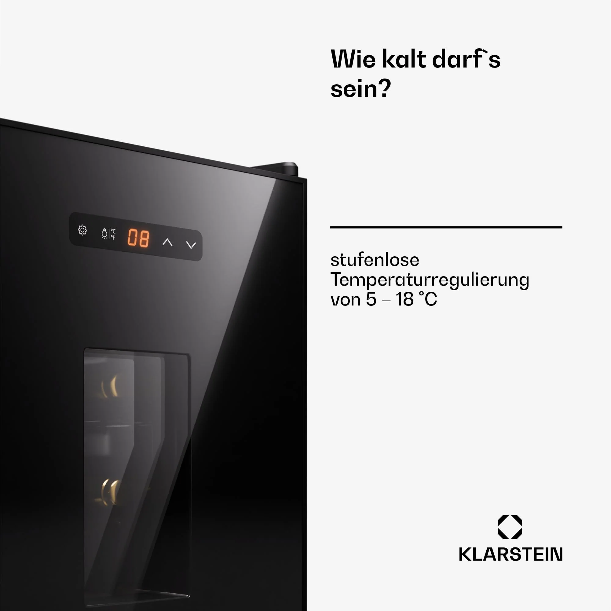 Klarstein Freistehender Weinkühlschrank, 1 Zonen Getränkekühlschrank Klein, Kleiner Weinschrank, Wein-Kühlschrank mit Glastür, Leiser Flaschenkühlschrank für Wein & Bier, 5-22°C, 16 Flaschen - Image 6