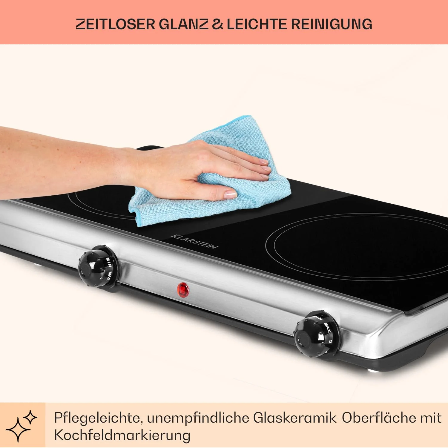 Klarstein Glaskeramik Einbau-Kochfeld mit 2 Platten, 2400 W, zum Kochen, Elektro Modernes Glaskeramikkochfeld, Herdplatte mit 2 Kochfelder, Keramik - Image 7