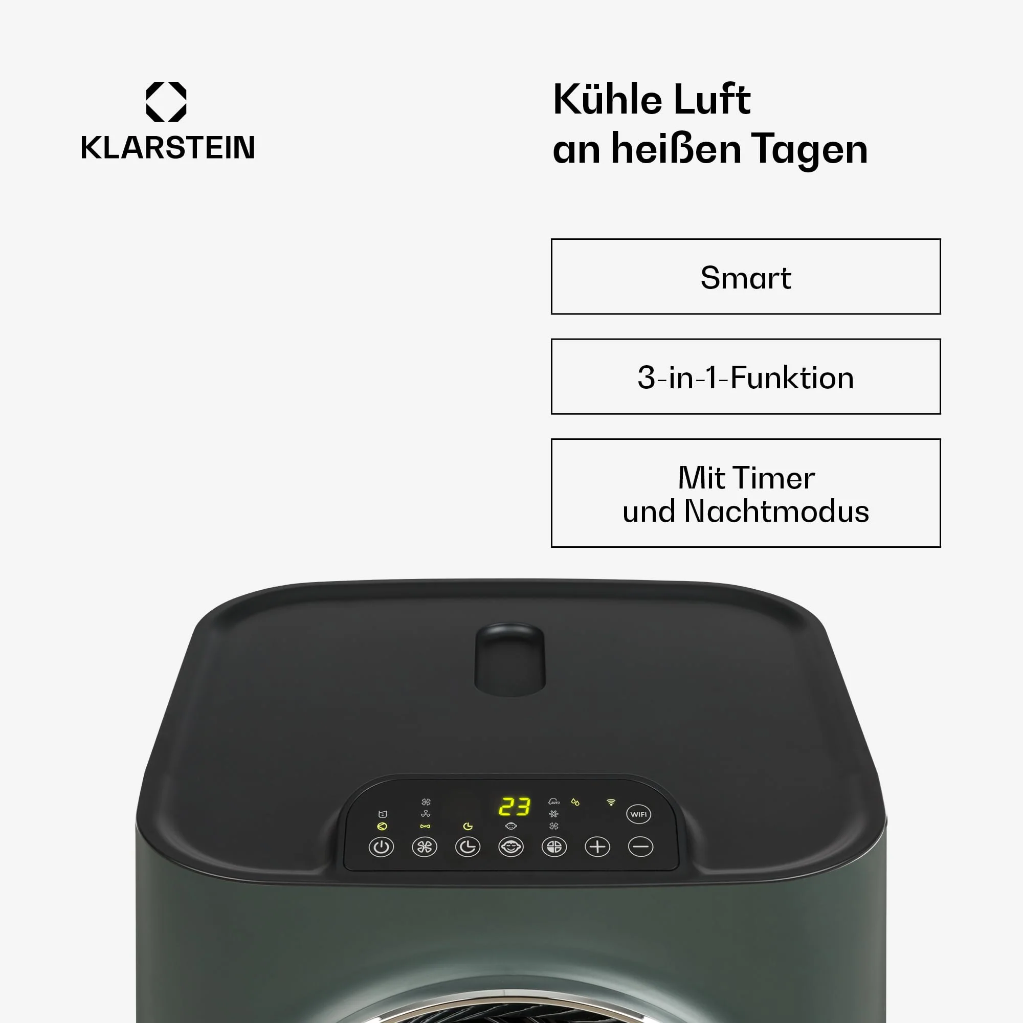 Klarstein Mobile Klimaanlage mit Abluftschlauch, 5-in-1 Klimagerät, Ventilator, Luftentfeuchter, Luftreiniger & Nachtmodus, App-Steuerung, Kleine & Portable für Wohnung & Büro, 10000 BTU - Image 7