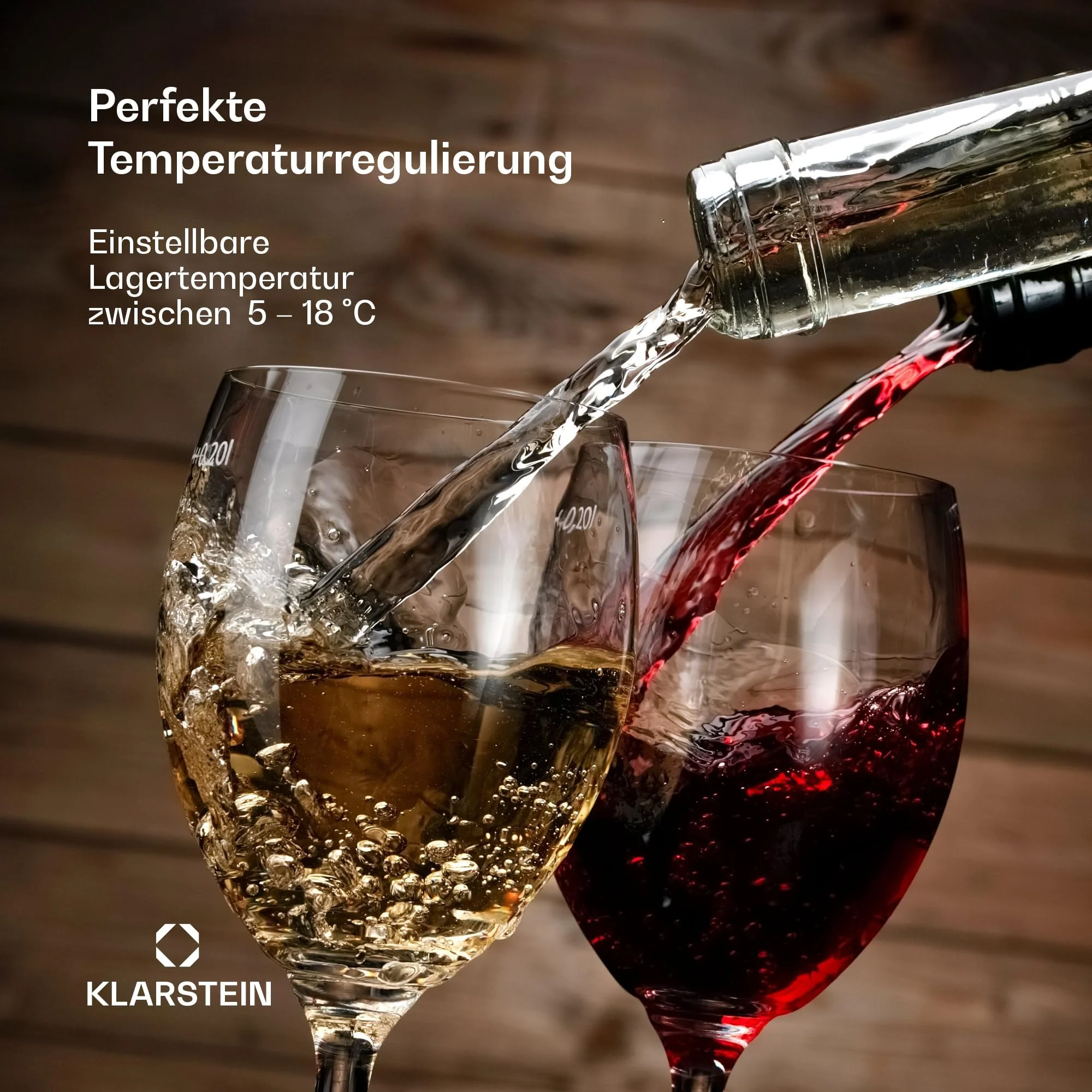 Klarstein Weinkühlschrank,1 Zone Getränkekühlschrank, Leiser Indoor/Outdoor Kühlschrank, 63 Liter Flaschenkühlschrank Klein, Weinschrank für Getränke, Weinkühler für 24 Flaschen, 5-18°C - Image 5