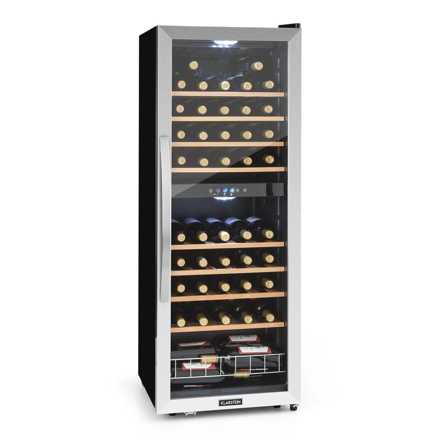 Klarstein Weinkühlschrank, Getränkekühlschrank Schmal, Kühlschrank mit Glastür, Getränkekühlschränke Freistehend, Weinkühlschrank Klein, Weinkühlschränke 2 Zonen, LED-Beleuchtung, 5-18 °C, 54 Flaschen - Image 3