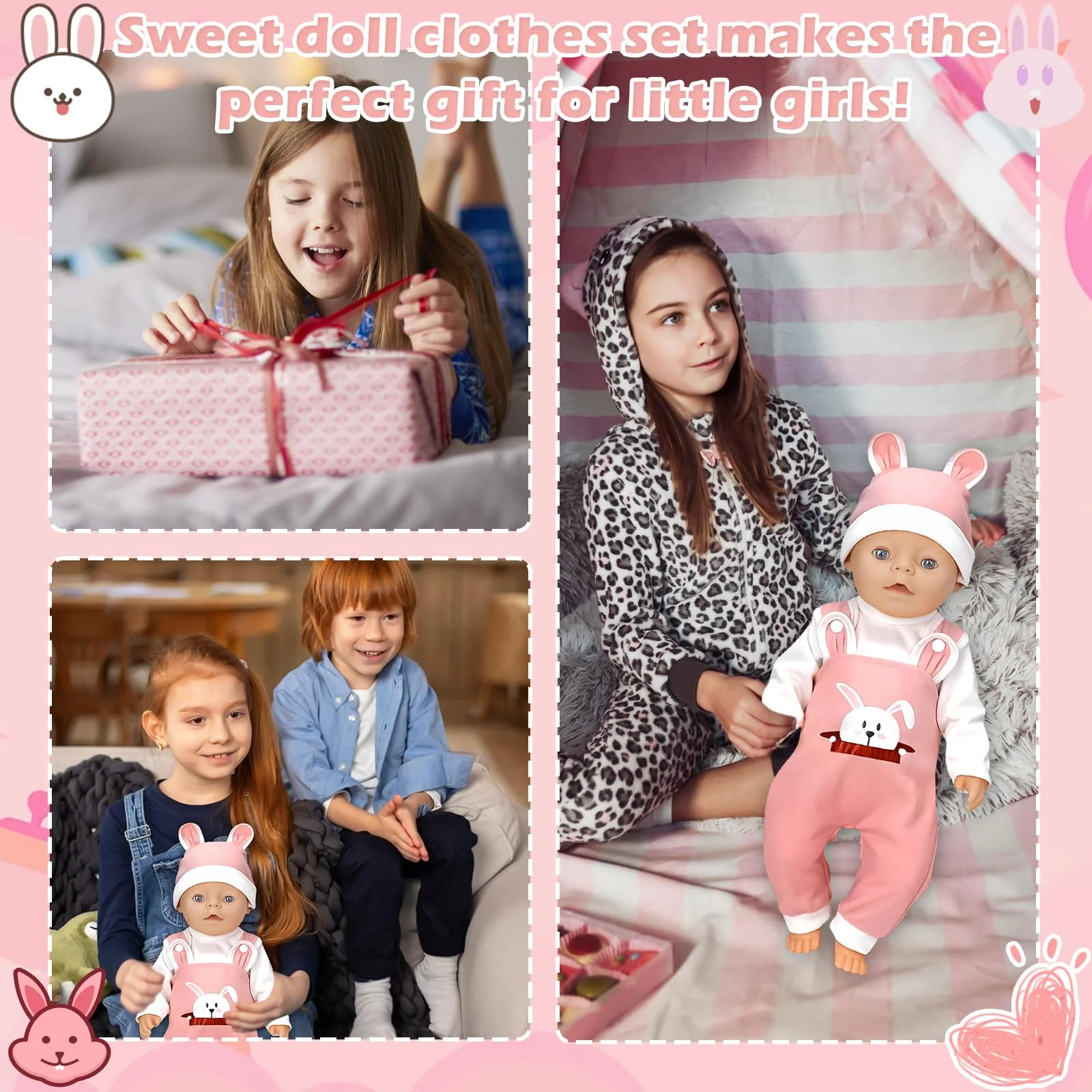 Kleidung Outfits für Baby Puppen,Kleidung Puppenkleidung 35-43 cm,Baby Puppensachen puppenzubehör mit Hut Langarm Hose Geschenk für Kinder Mädchen Jungen(Puppen Nicht Enthalten) - Image 2