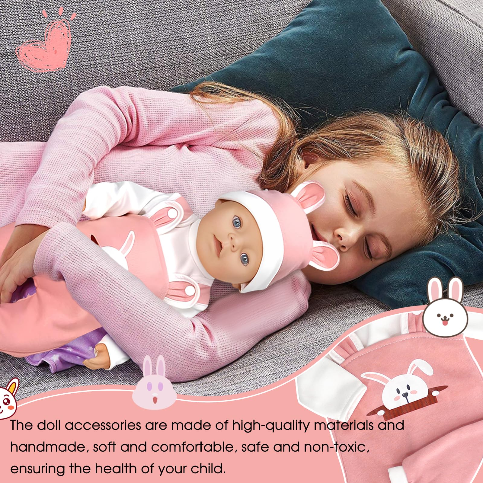 Kleidung Outfits für Baby Puppen,Kleidung Puppenkleidung 35-43 cm,Baby Puppensachen puppenzubehör mit Hut Langarm Hose Geschenk für Kinder Mädchen Jungen(Puppen Nicht Enthalten) - Image 4