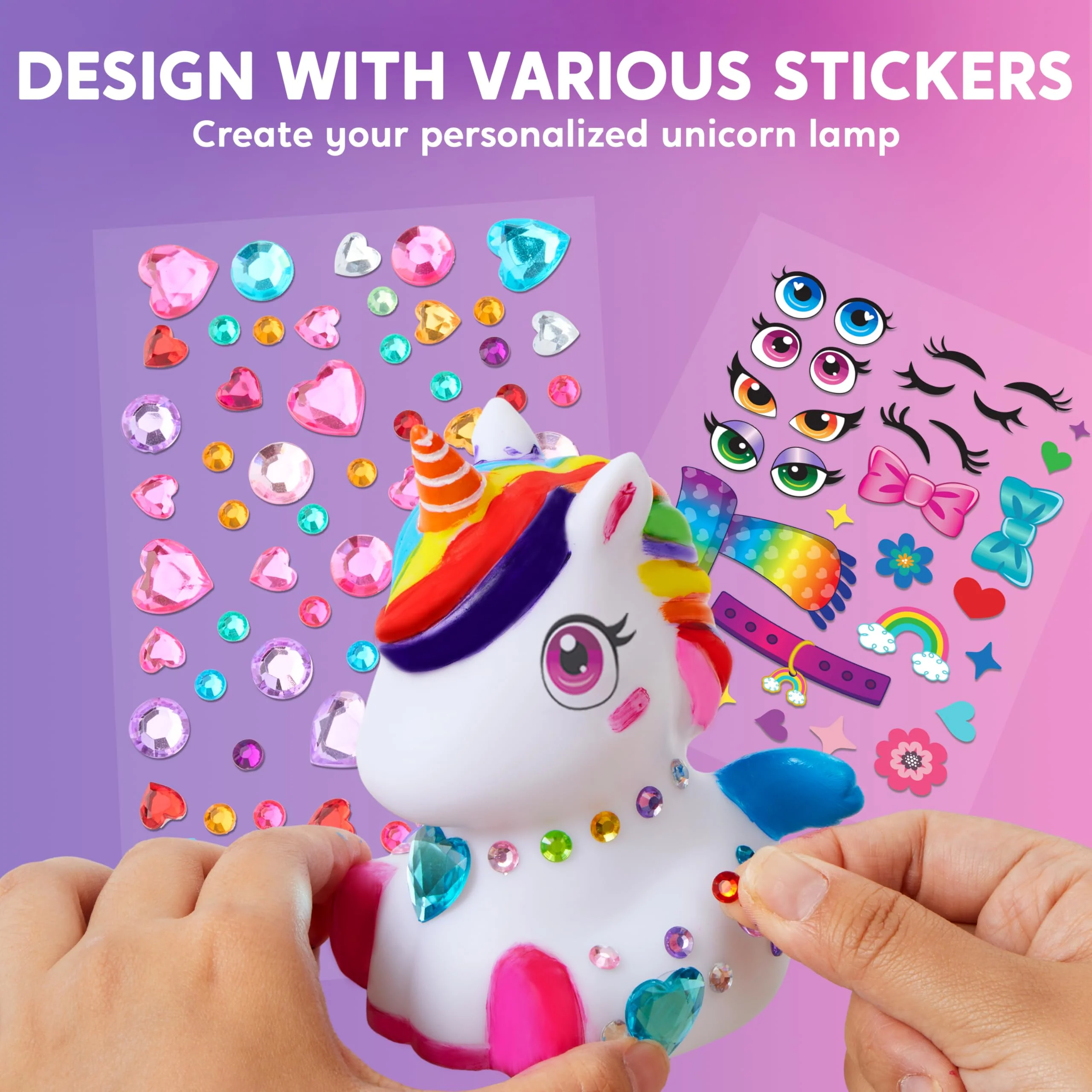 Klever Kits Einhorn Lampe Bastelset Kinder ab 6+ jahre,Basteln Mädchen ab 6 7 8 9 10 11 12 jahre,Kreatives Geschenke für Mädchen, Einhorn Spielzeug Kinder,DIY Ein horn Lampe Malset - Image 5