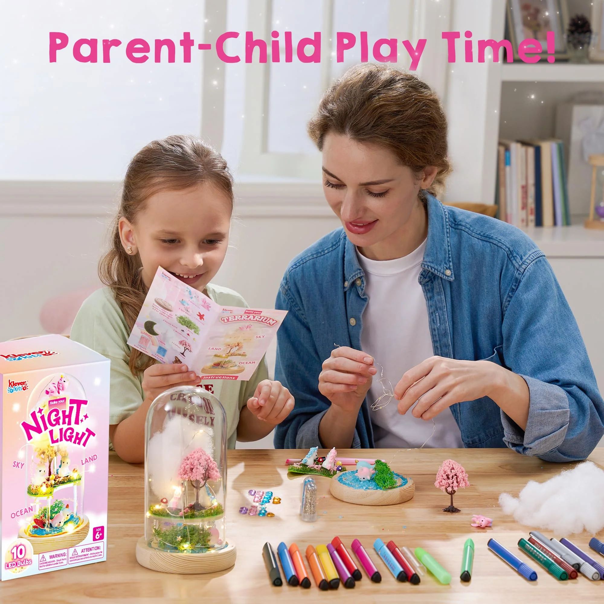 Klever Kits Einhorn-Terrarium-Set für Kinder Basteln Sie Ihr eigenes Einhorn-Nachtlicht Kunst und Handwerk für Kinder im Alter von 6 7 8-12 Jahren - Image 2