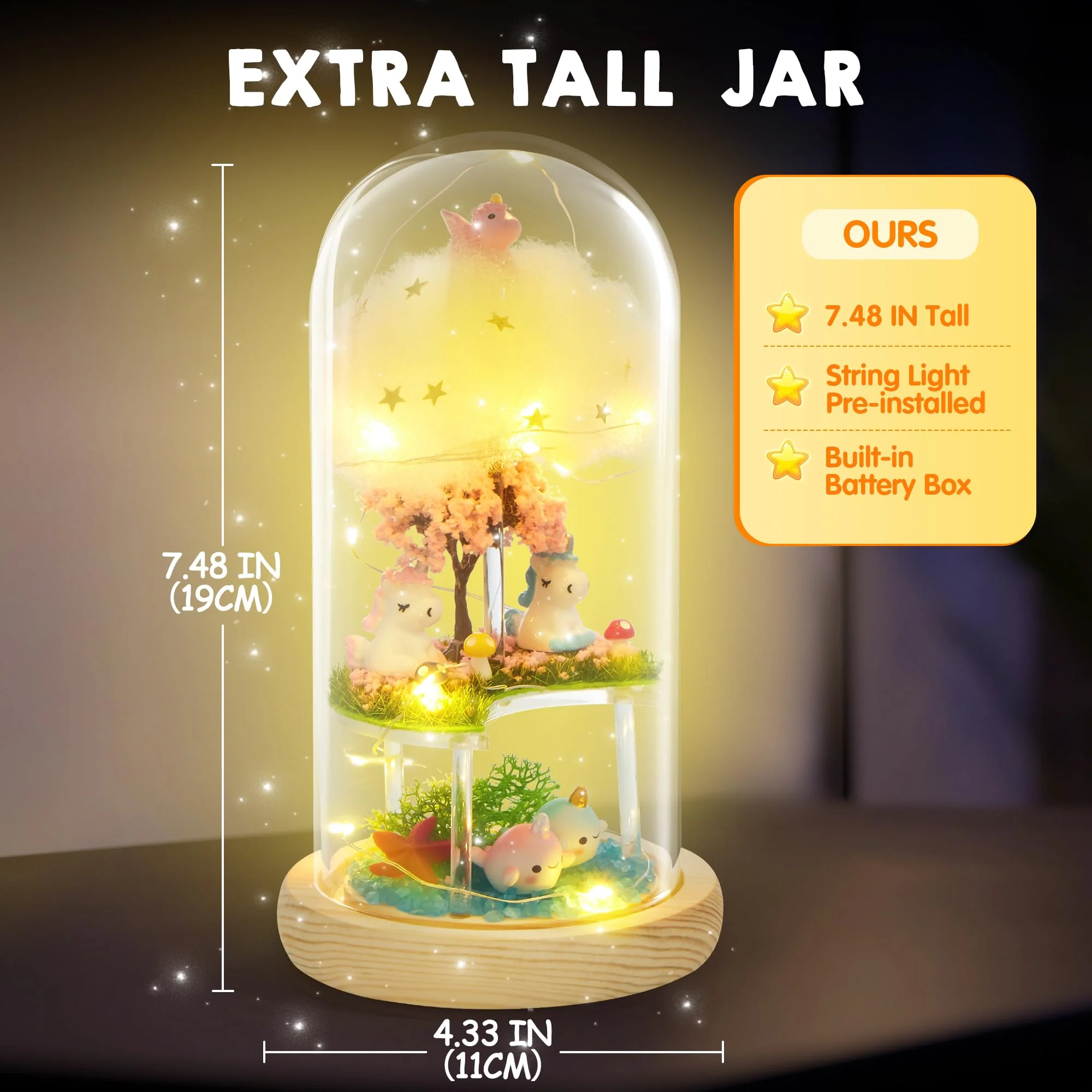 Klever Kits Einhorn-Terrarium-Set für Kinder Basteln Sie Ihr eigenes Einhorn-Nachtlicht Kunst und Handwerk für Kinder im Alter von 6 7 8-12 Jahren - Image 4