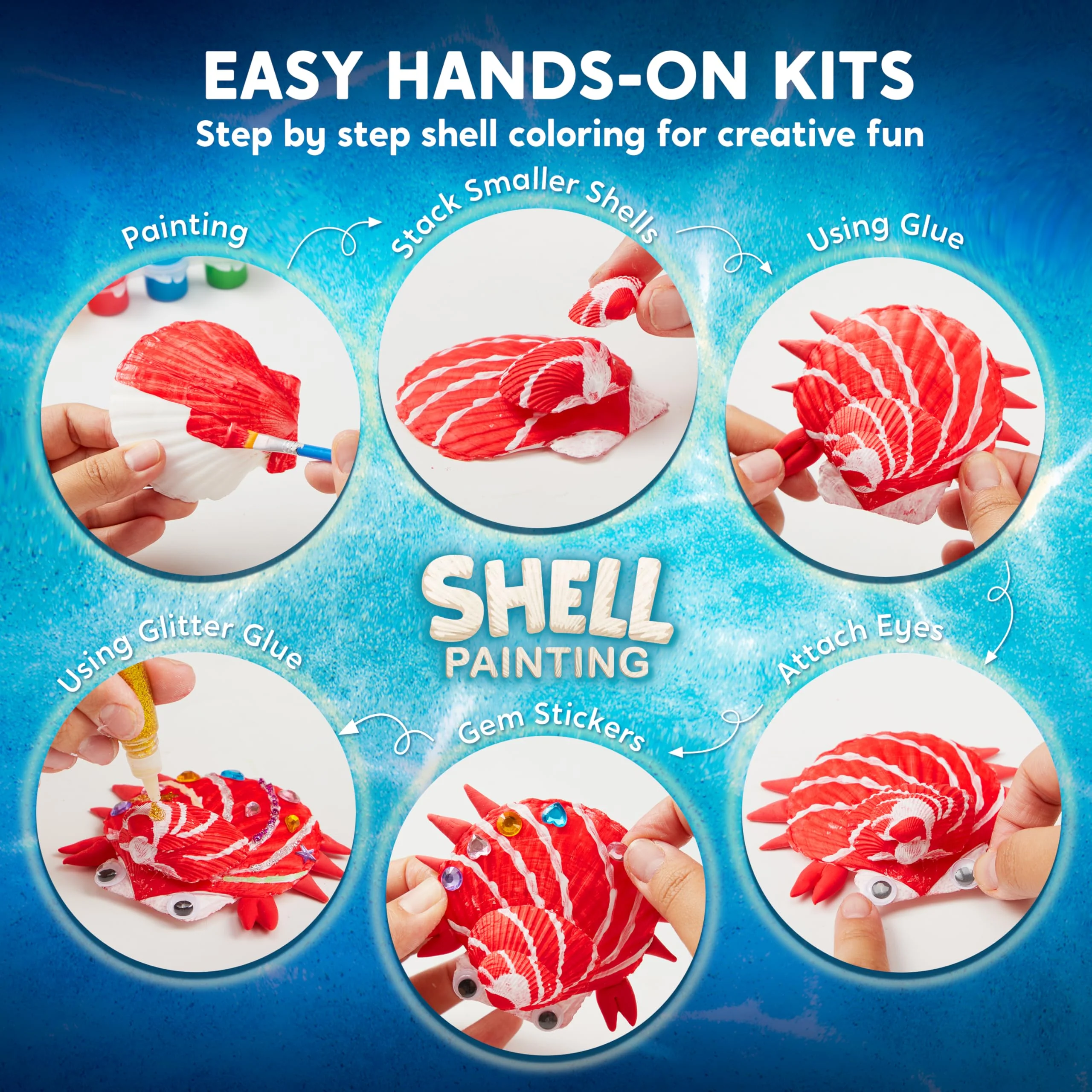 Klever Kits Shell Painting Muscheln Zum Bemalen Kinder Set,Kreatives für Mädchen,DIY Bastelset Set,Bastelset Kinder ab 6 7 8 9-12 Jahre,Kindergeburtstag Basteln,Bastelset Weihnachten für Mädchen - Image 5