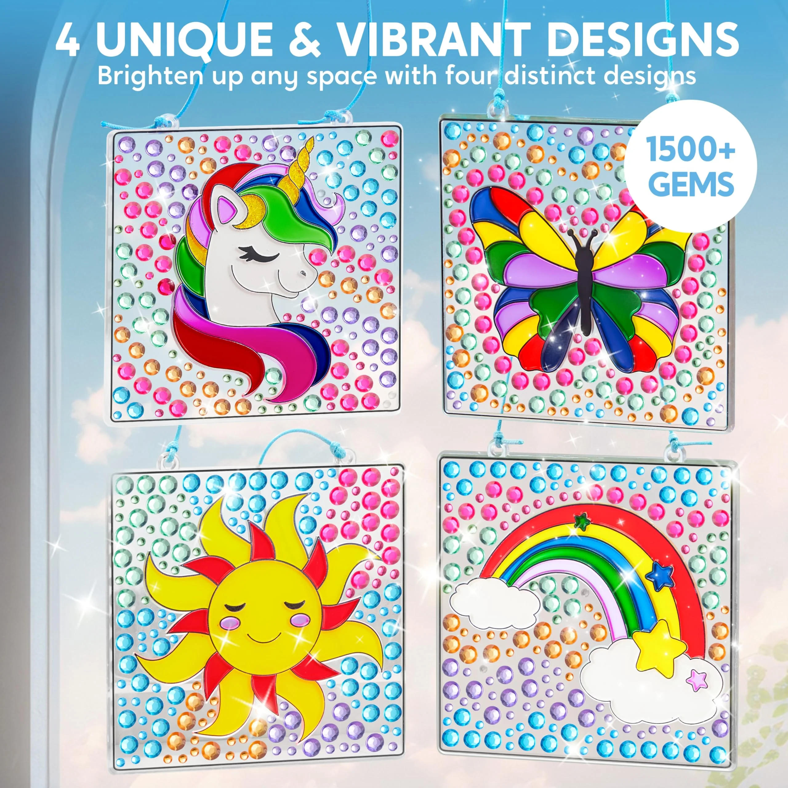Klever Kits Suncatcher Fenster Bastelsets für Kinder,Geschenke für Mädchen 6 7 8 9 10 11 12 Jahre,DIY Diamant Malset Spielzeug,Basteln Mädchen Painting Set,Kreative Schmetterling Geschenke(4 Themen) - Image 5