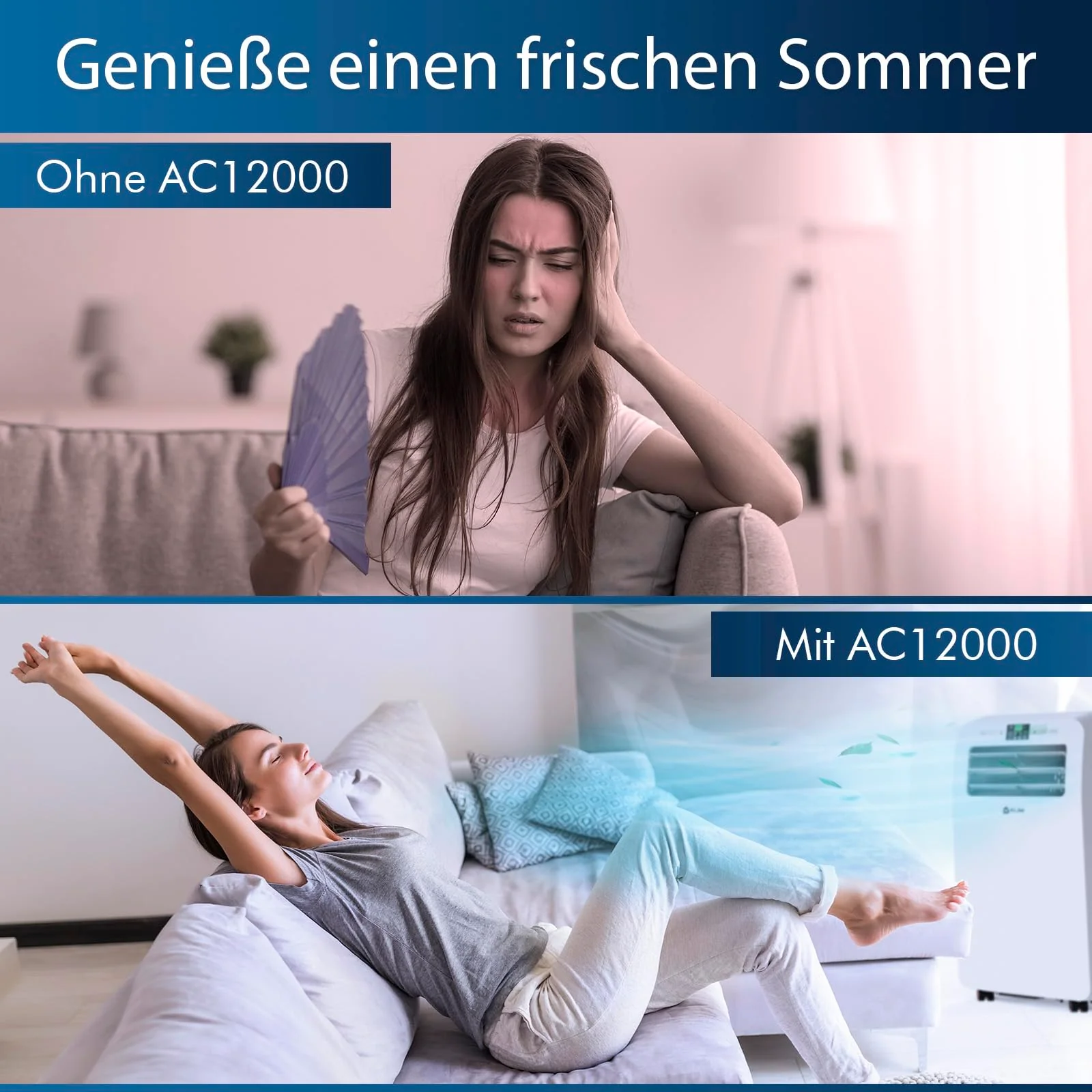 KLIM AC12000 | Leistungsstarke und Leise Mobile Klimaanlage mit 12.000 BTU + NEU 2024 + mit Integrierter Entfeuchtungsfunktion, Ventilator und Kühlmodus + Fernbedienung + 5 JAHRE SCHUTZ - Image 8