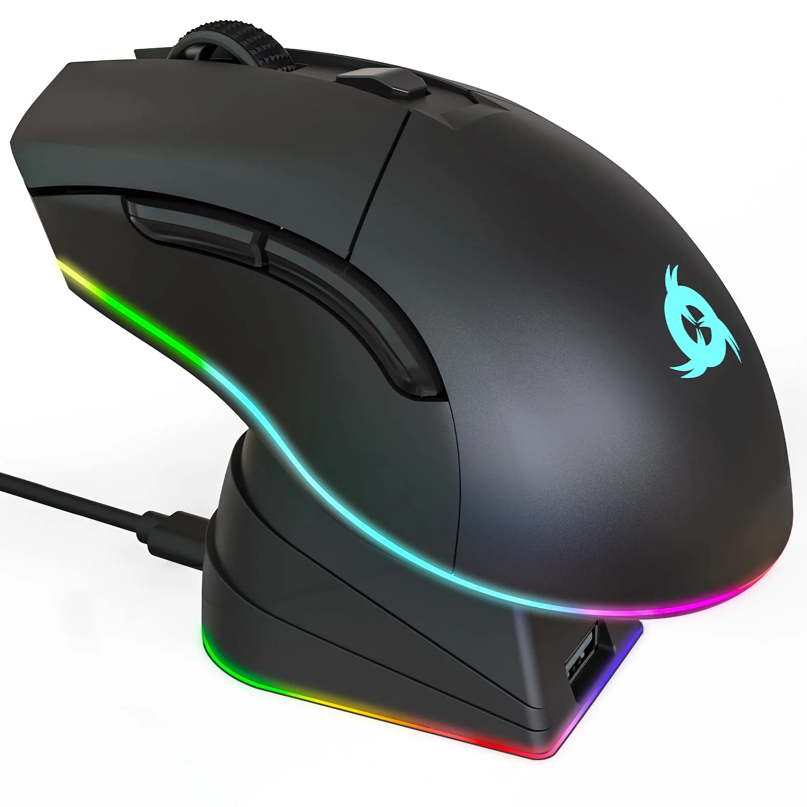 KLIM Blaze Pro Wiederaufladbare kabellose Maus - NEU 2024 - Gaming Maus mit RGB und Ladestation - Hochpräziser Sensor und langlebiger Akku - Bis zu 6000 DPI - Kabel- und Wireless Mouse für PC - Image 3