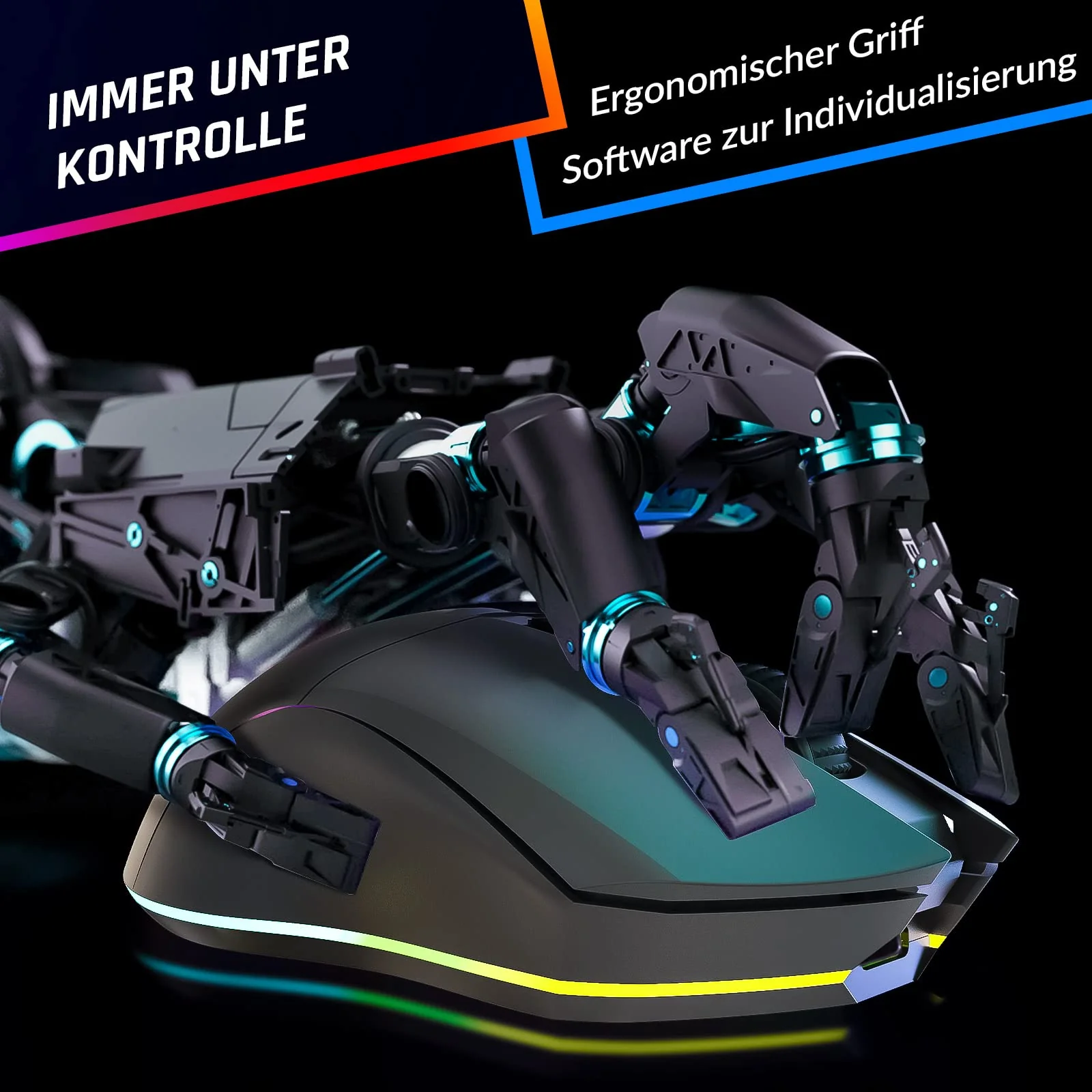 KLIM Blaze Pro Wiederaufladbare kabellose Maus - NEU 2024 - Gaming Maus mit RGB und Ladestation - Hochpräziser Sensor und langlebiger Akku - Bis zu 6000 DPI - Kabel- und Wireless Mouse für PC - Image 4