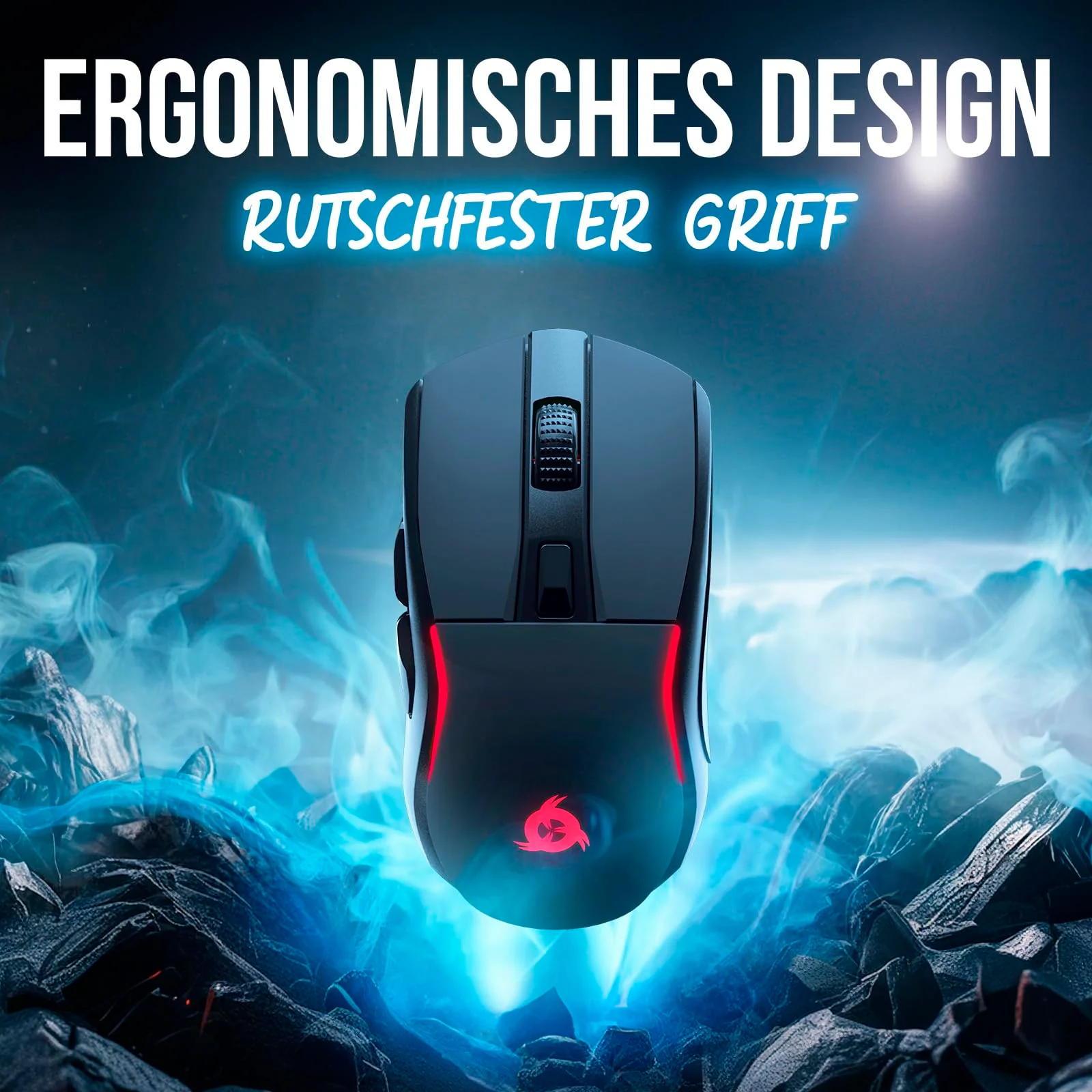 KLIM Blaze Y Wiederaufladbare kabellose Maus - NEU - Gaming Maus mit RGB und Ladestation - Hochpräziser Sensor und langlebiger Akku - Bis zu 6000 DPI - Kabel- und Wireless Mouse für PC - Schwarz - Image 2