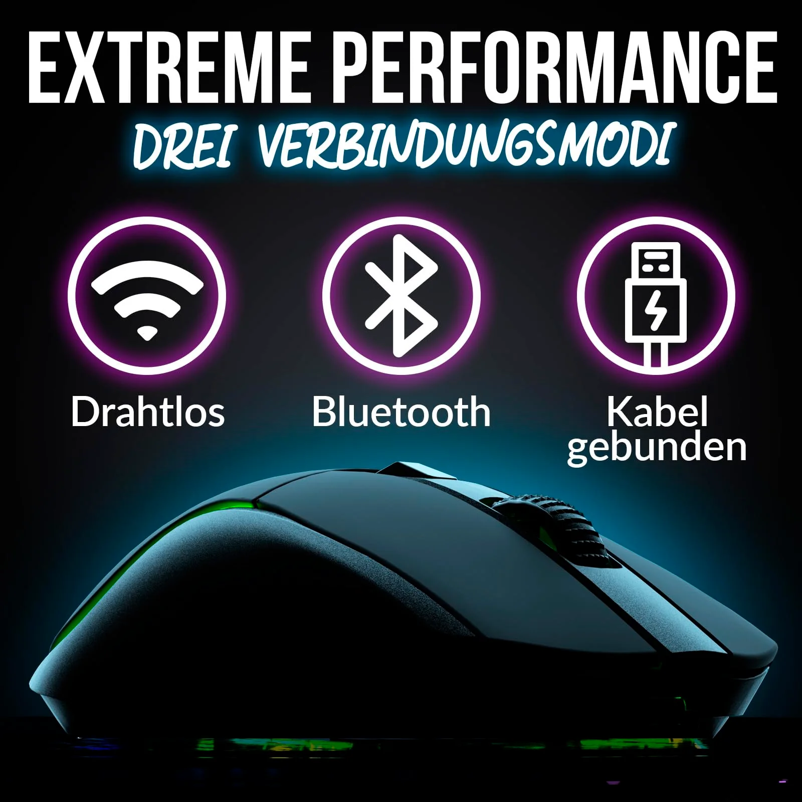 KLIM Blaze Y Wiederaufladbare kabellose Maus - NEU - Gaming Maus mit RGB und Ladestation - Hochpräziser Sensor und langlebiger Akku - Bis zu 6000 DPI - Kabel- und Wireless Mouse für PC - Schwarz - Image 3