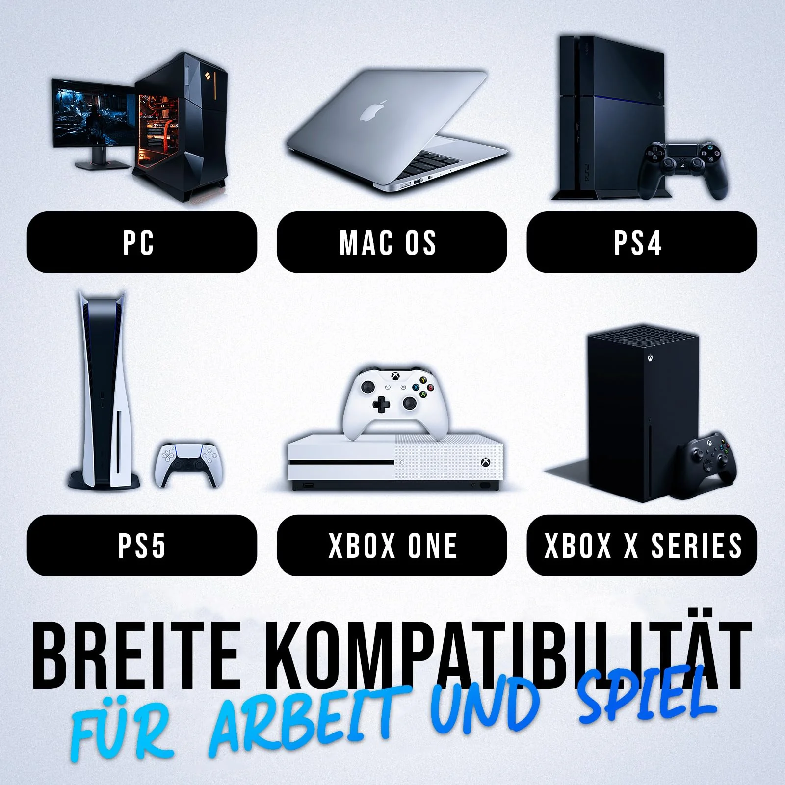 KLIM Chroma Gaming Tastatur QWERTZ DEUTSCH mit Kabel USB + Langlebig, Ergonomisch, Wasserdicht, Leise Tasten + RGB Gamer Tastatur für PC Mac Xbox One X PS4 Tastatur Weiß - Image 3