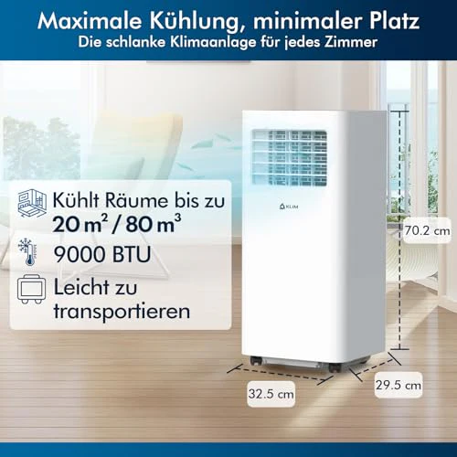 KLIM K9000-3-in-1 mobile KLIMaanlage - NEU - mit integrierter Entfeuchtungsfunktion, Ventilator und Kühlmodus - Fernbedienung - 9000 BTU tragbare KLIMaanlage mobil - 5 JAHRE SCHUTZ - Image 3