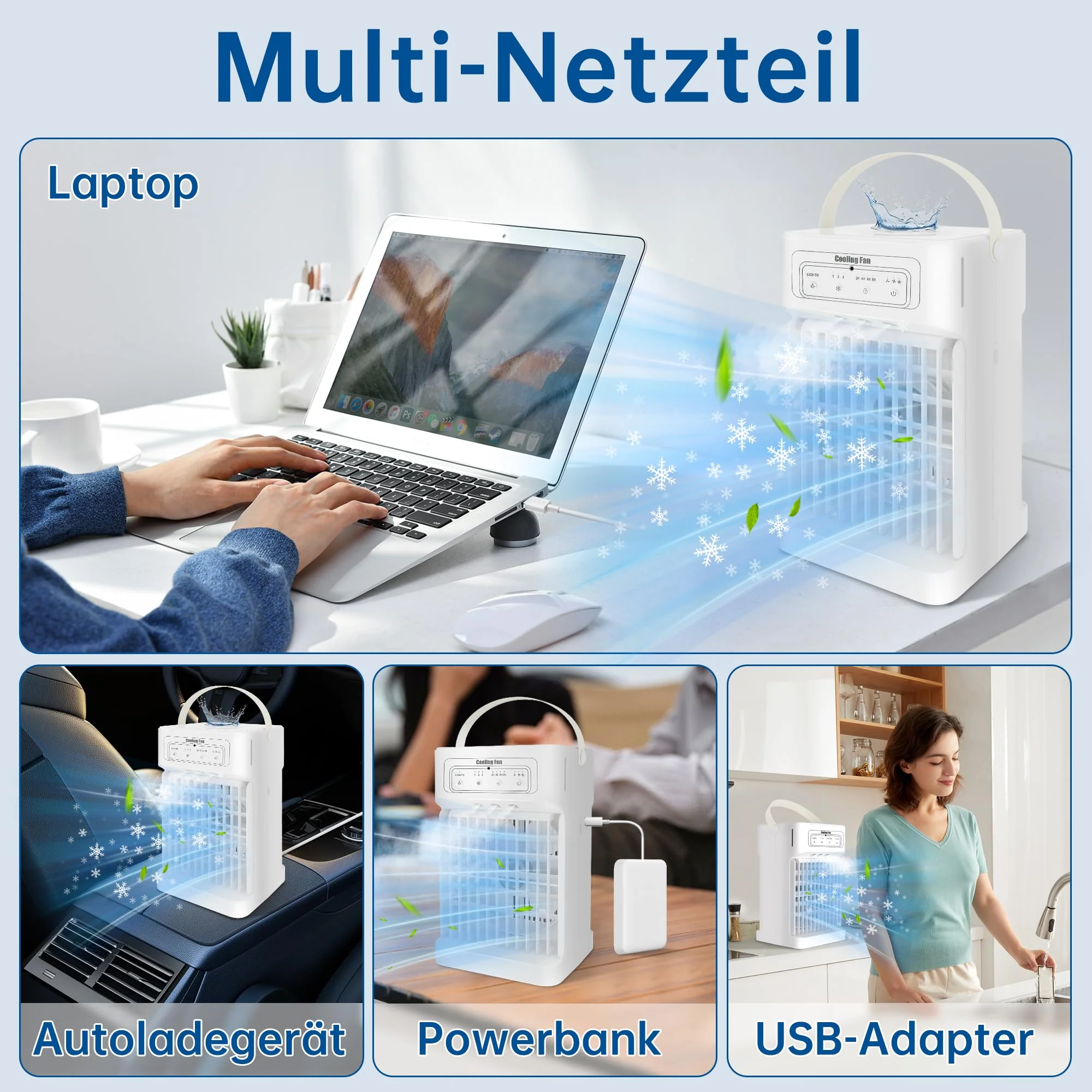 Klimaanlage Mobil, 4-in-1 Mobile Klimaanlage, Ventilator mit Wasserkühlung 1100ml Wassertank, Air Conditioner mit 3 Windgeschwindigkeiten,7 Farben Licht 3 Sprühfunktion, 2-8H Timer für Schlafzimmer - Image 7
