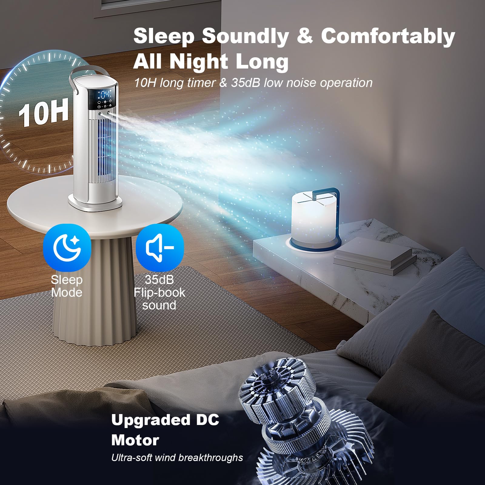 Klimaanlage Mobil, 4-in-1 Mobiles Klimagerät, Turmventilator Luftkühler mit Wasserkühlung Wassertank, 4 Windgeschwindigkeiten, 90°Oszillation,10H Timer, Fernbedienung, Leise für Zuhause - Image 4