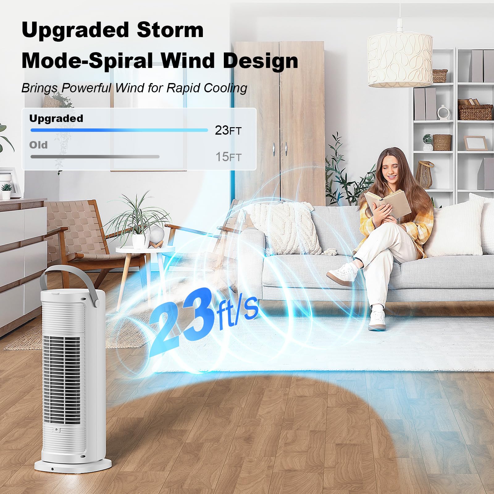 Klimaanlage Mobil, 4-in-1 Mobiles Klimagerät, Turmventilator Luftkühler mit Wasserkühlung Wassertank, 4 Windgeschwindigkeiten, 90°Oszillation,10H Timer, Fernbedienung, Leise für Zuhause - Image 5
