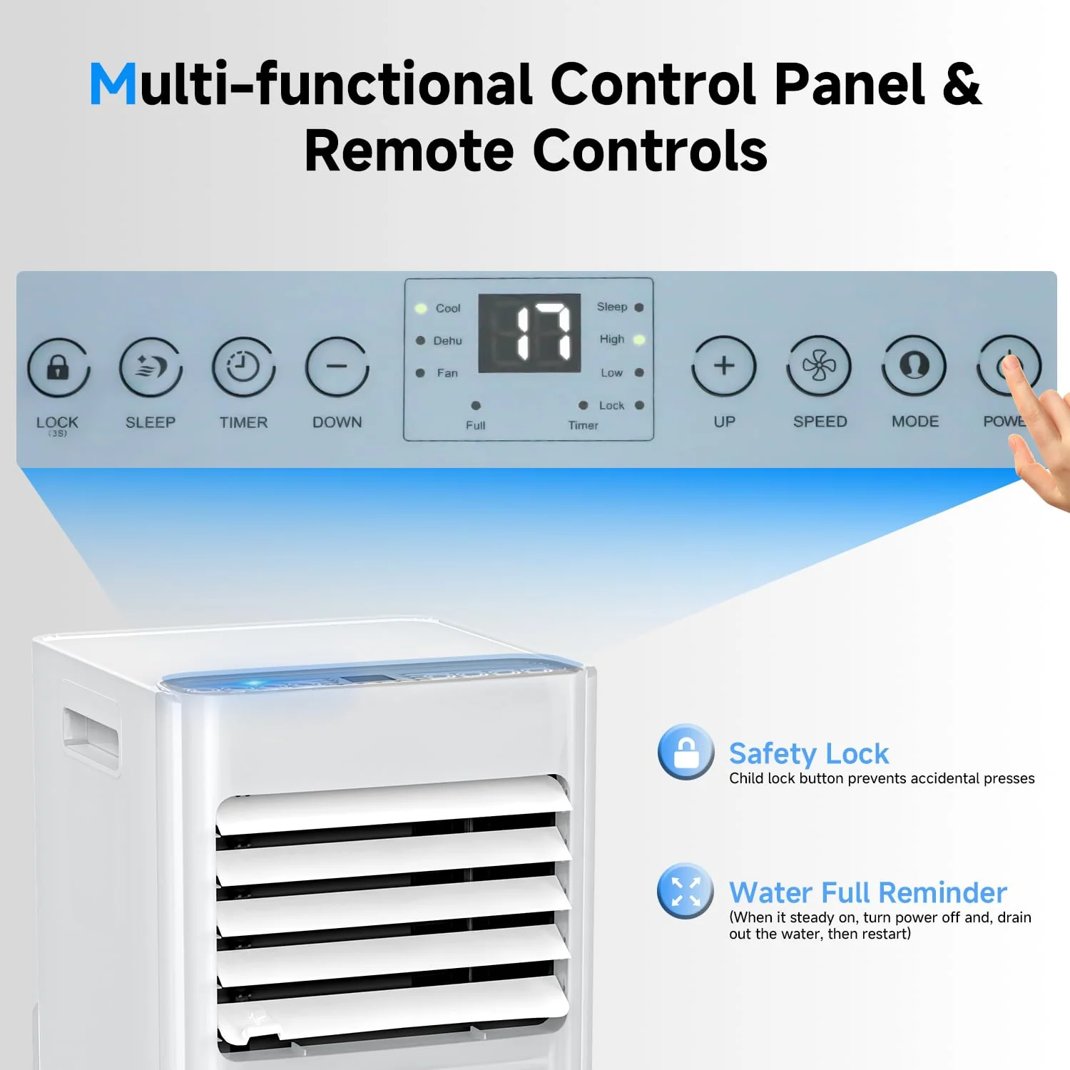 Klimaanlage Mobil 9000 BTU, LEENON Mobil Klimagerät 4 in 1 Kühlen Entfeuchten Ventilato& Schlafmodus, 2.6KW Mobile Klimaanlage mit Abluftschlauch, Fernbedienung/24h Time für Zuhause Bür bis zu 35 m² - Image 2