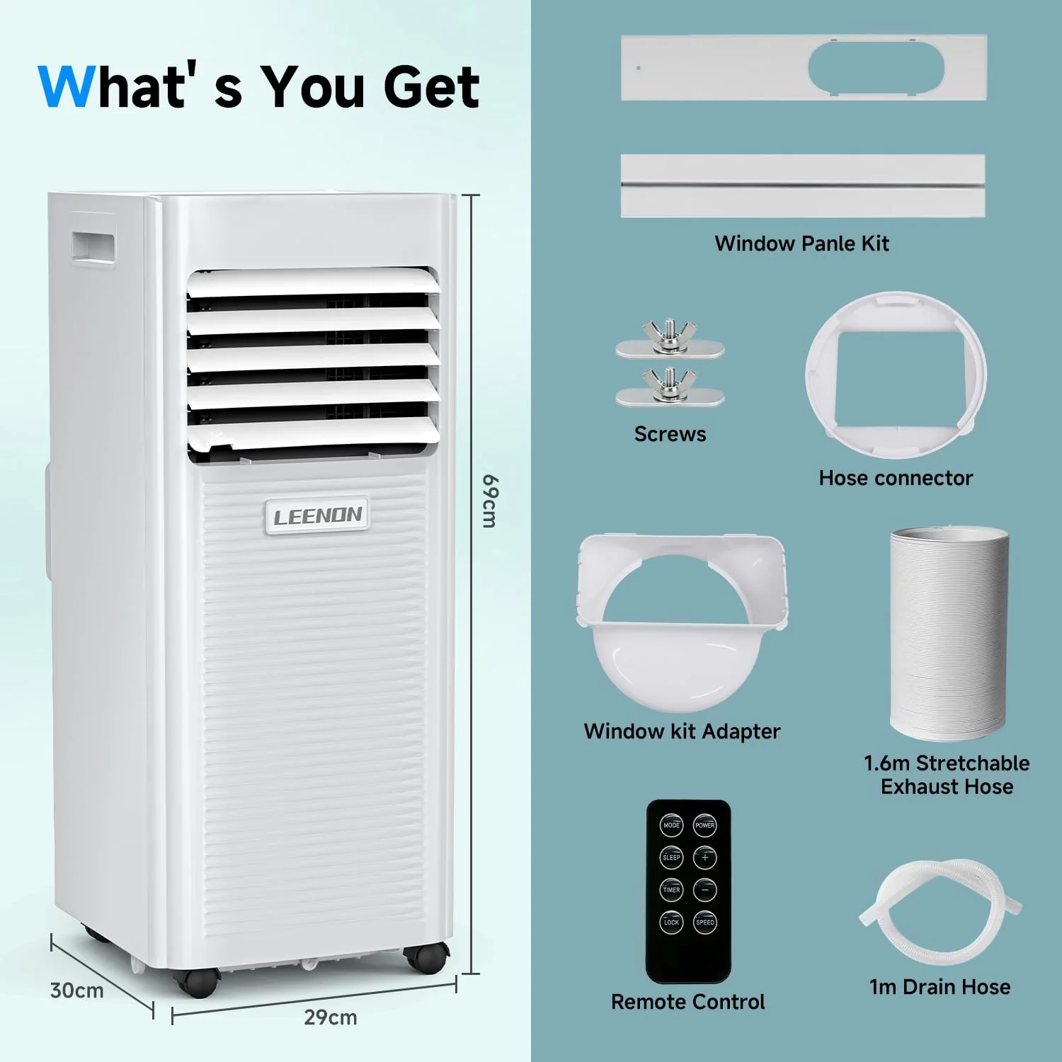 Klimaanlage Mobil 9000 BTU, LEENON Mobil Klimagerät 4 in 1 Kühlen Entfeuchten Ventilato& Schlafmodus, 2.6KW Mobile Klimaanlage mit Abluftschlauch, Fernbedienung/24h Time für Zuhause Bür bis zu 35 m² - Image 4