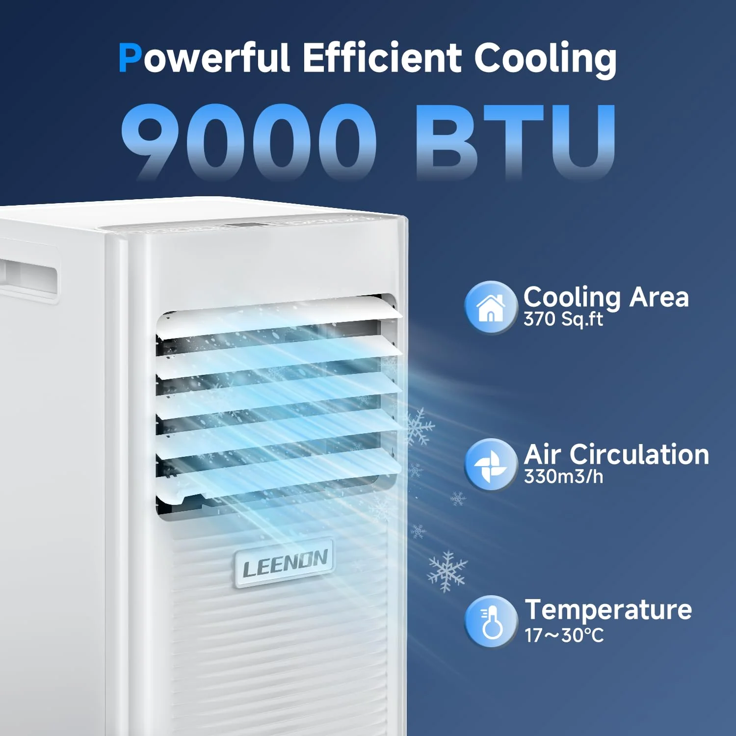 Klimaanlage Mobil 9000 BTU, LEENON Mobil Klimagerät 4 in 1 Kühlen Entfeuchten Ventilato& Schlafmodus, 2.6KW Mobile Klimaanlage mit Abluftschlauch, Fernbedienung/24h Time für Zuhause Bür bis zu 35 m² - Image 5