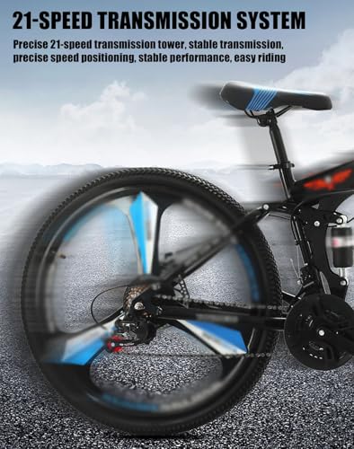 KLYDBMYT 24" 26" Faltbares Mountainbike mit Doppelfederung Mountainbike 21-Gang-Rahmen aus Kohlenstoffstahl Sportfahrrad für Erwachsene Männer und Frauen Teenager - Image 6
