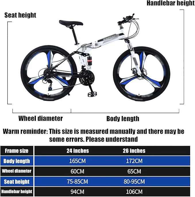 KLYDBMYT 24" 26" Faltbares Mountainbike mit Doppelfederung Mountainbike 21-Gang-Rahmen aus Kohlenstoffstahl Sportfahrrad für Erwachsene Männer und Frauen Teenager - Image 8