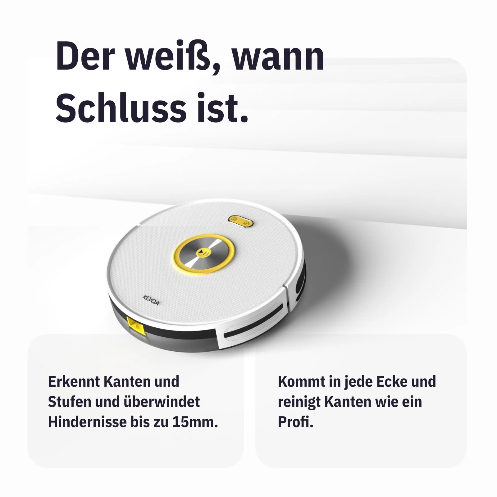 Klyqa Klyna Saugroboter mit Wischfunktion I Staubsauger Roboter leise 60dB I 2200Pa Saugkraft I Smart Home App steuerbar I Saug und Wischroboter nur 7cm hoch I 150Min Akkulaufzeit I Server in DE - Image 6